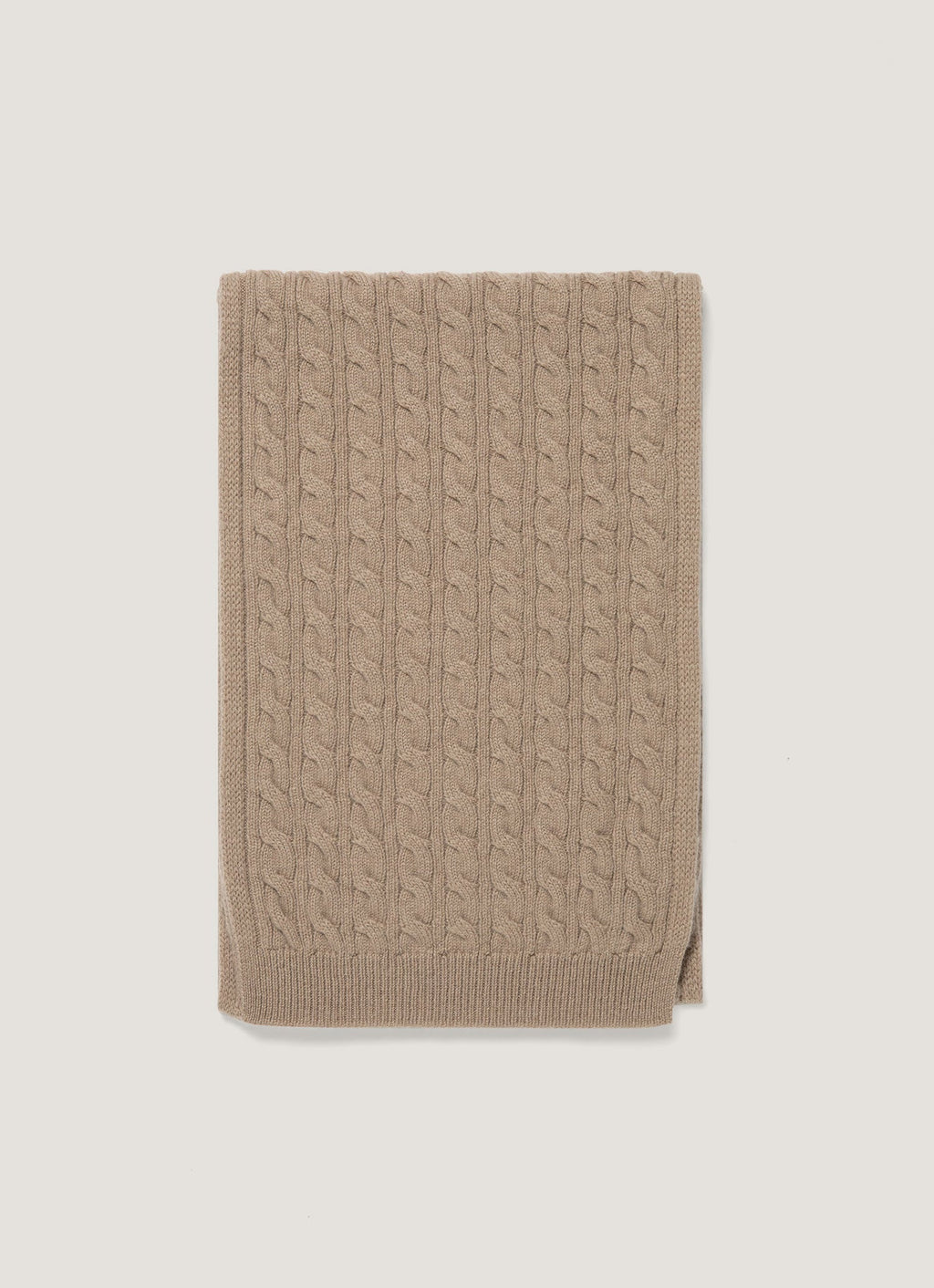 Men's Cashmere Cable Scarf in Mink