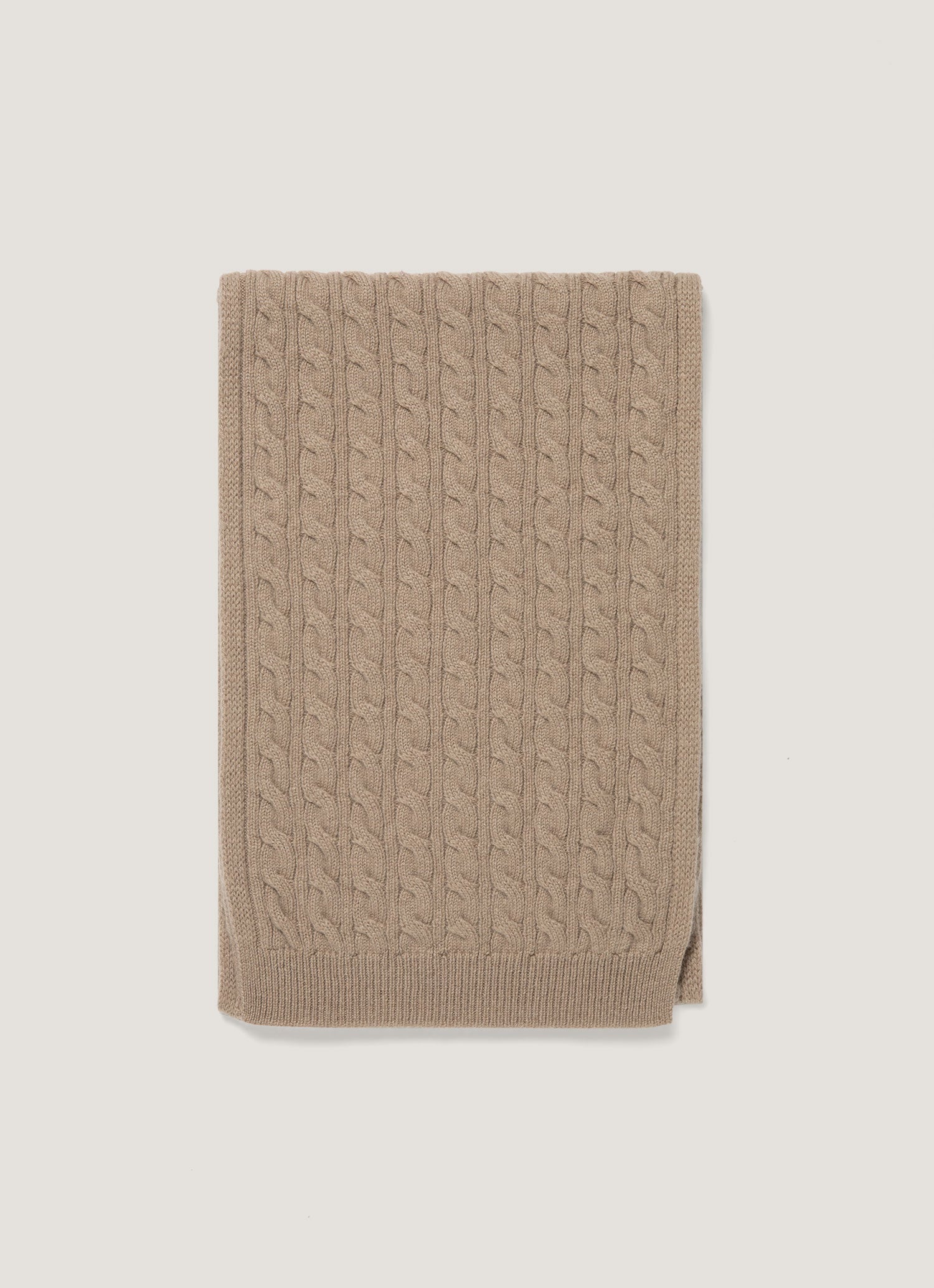 Men's Cashmere Cable Scarf in Mink