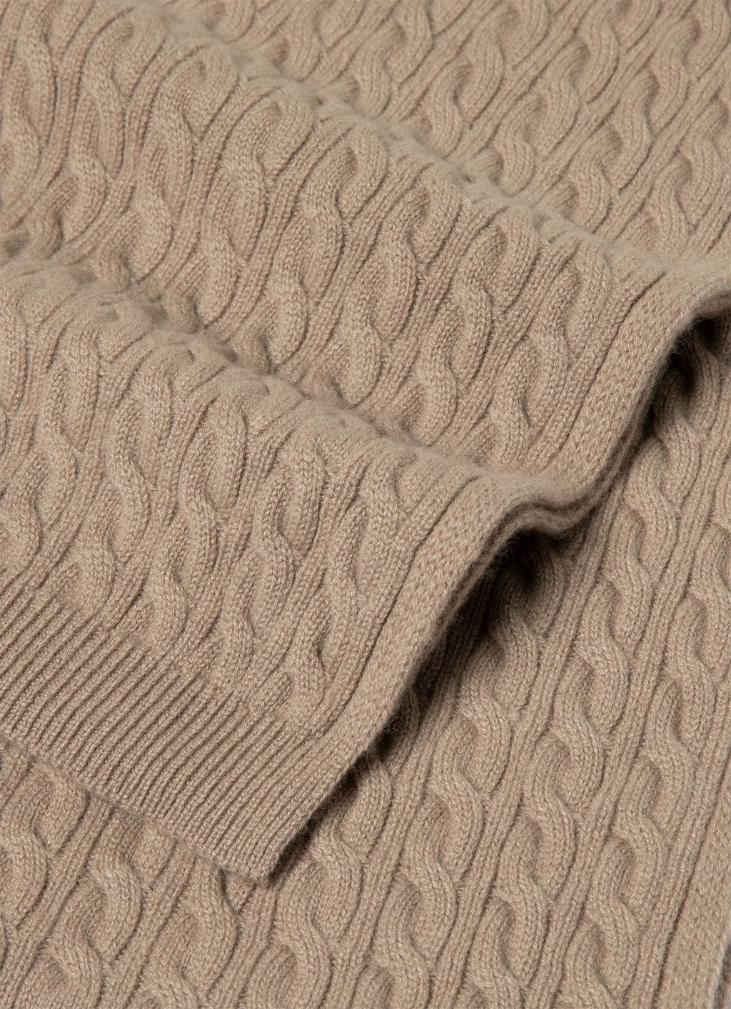 Men's Cashmere Cable Scarf in Mink