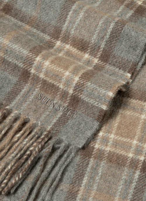 Men's Cashmere Scarf in Sandstone Check