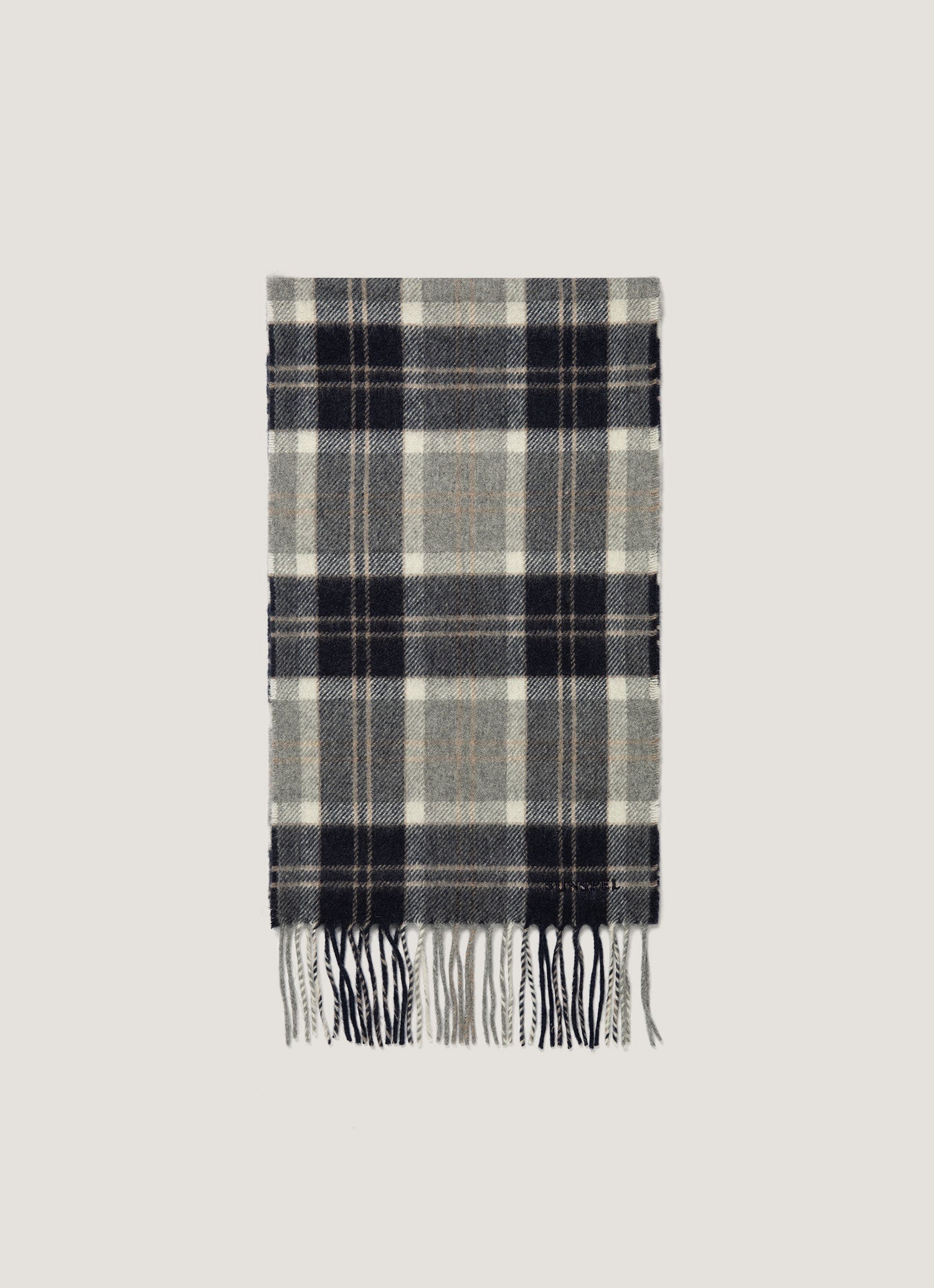 Men's Cashmere Scarf in Navy Check