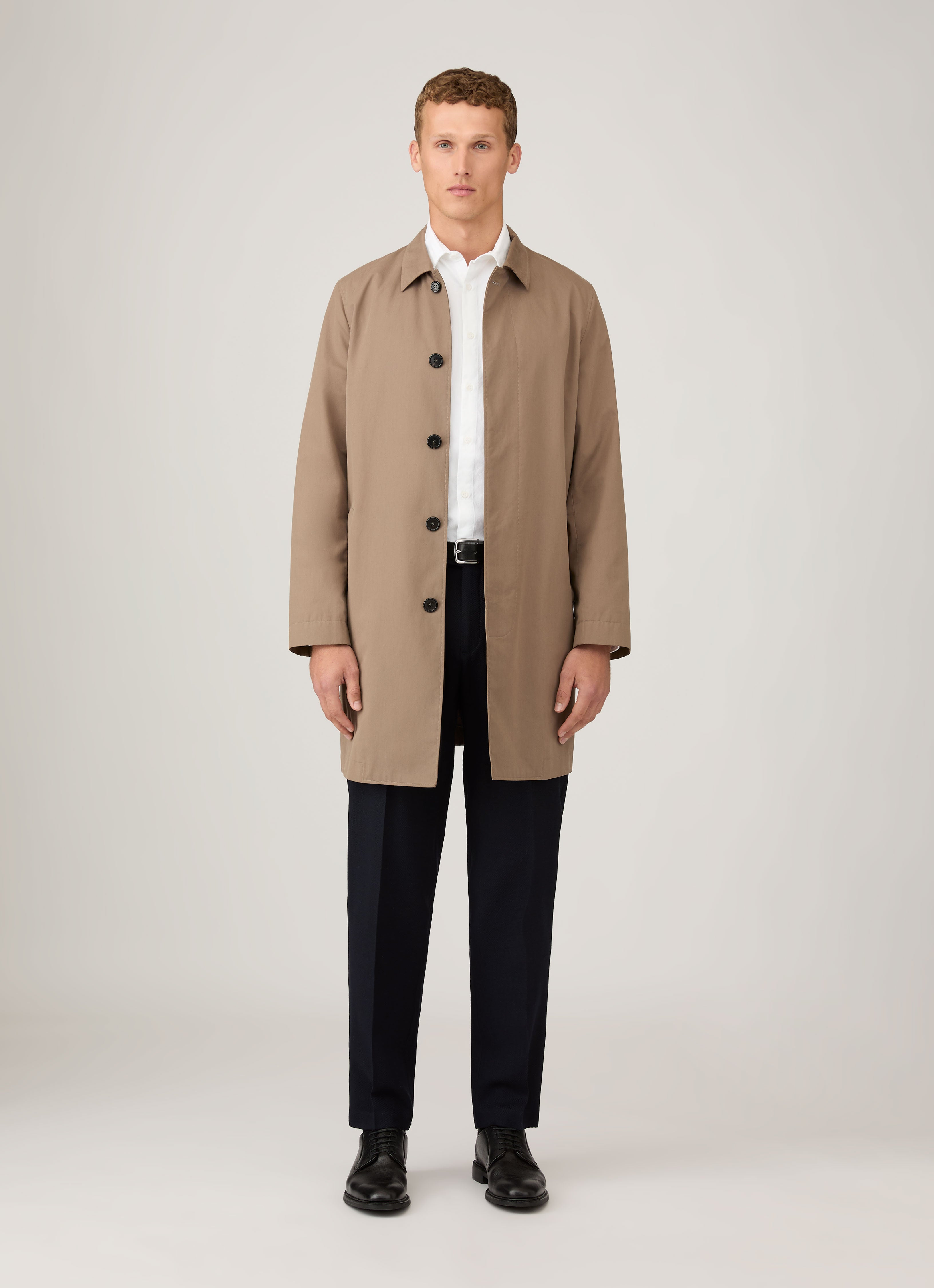 Men's Showerproof Cotton Mac in Dark Stone