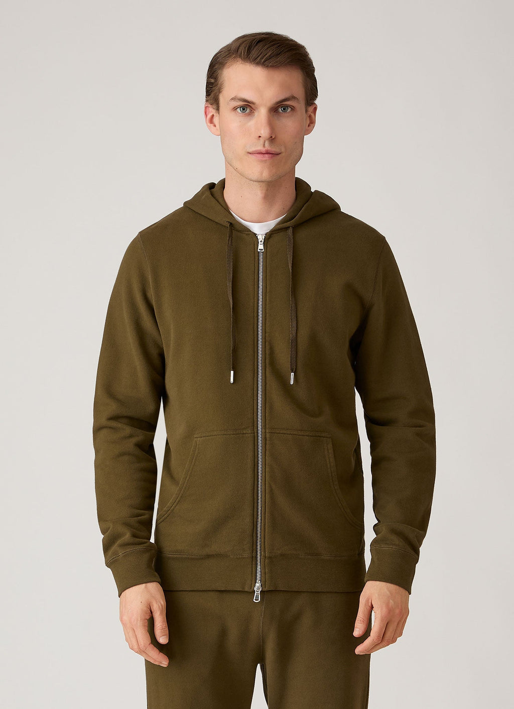 Men's Loopback Zip Hoodie in Loden Green