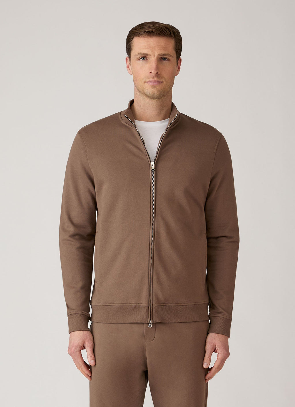 Men's Supima Loopback Zip Sweatshirt in Dark Cedar