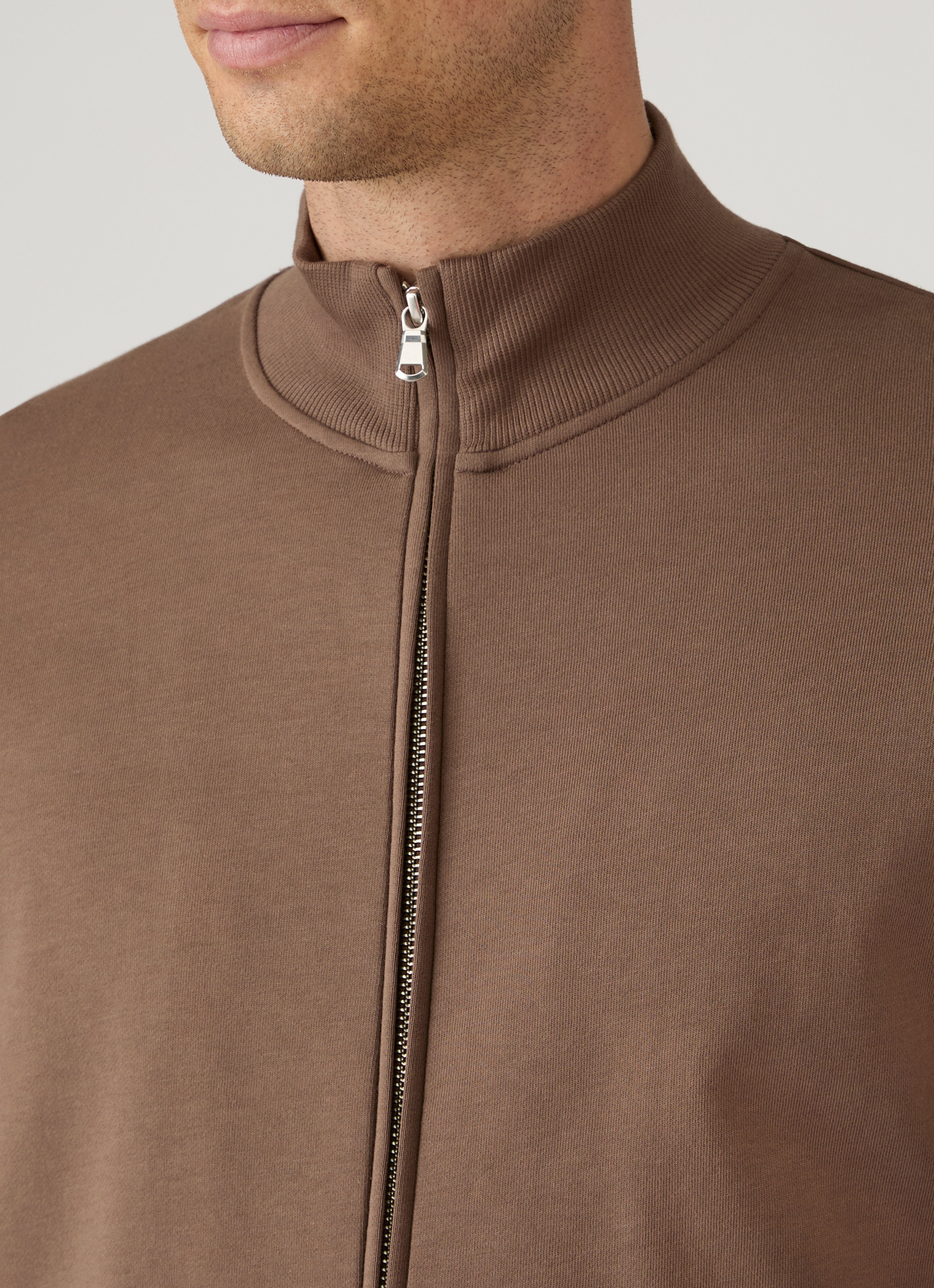 Men's Supima Loopback Zip Sweatshirt in Dark Cedar