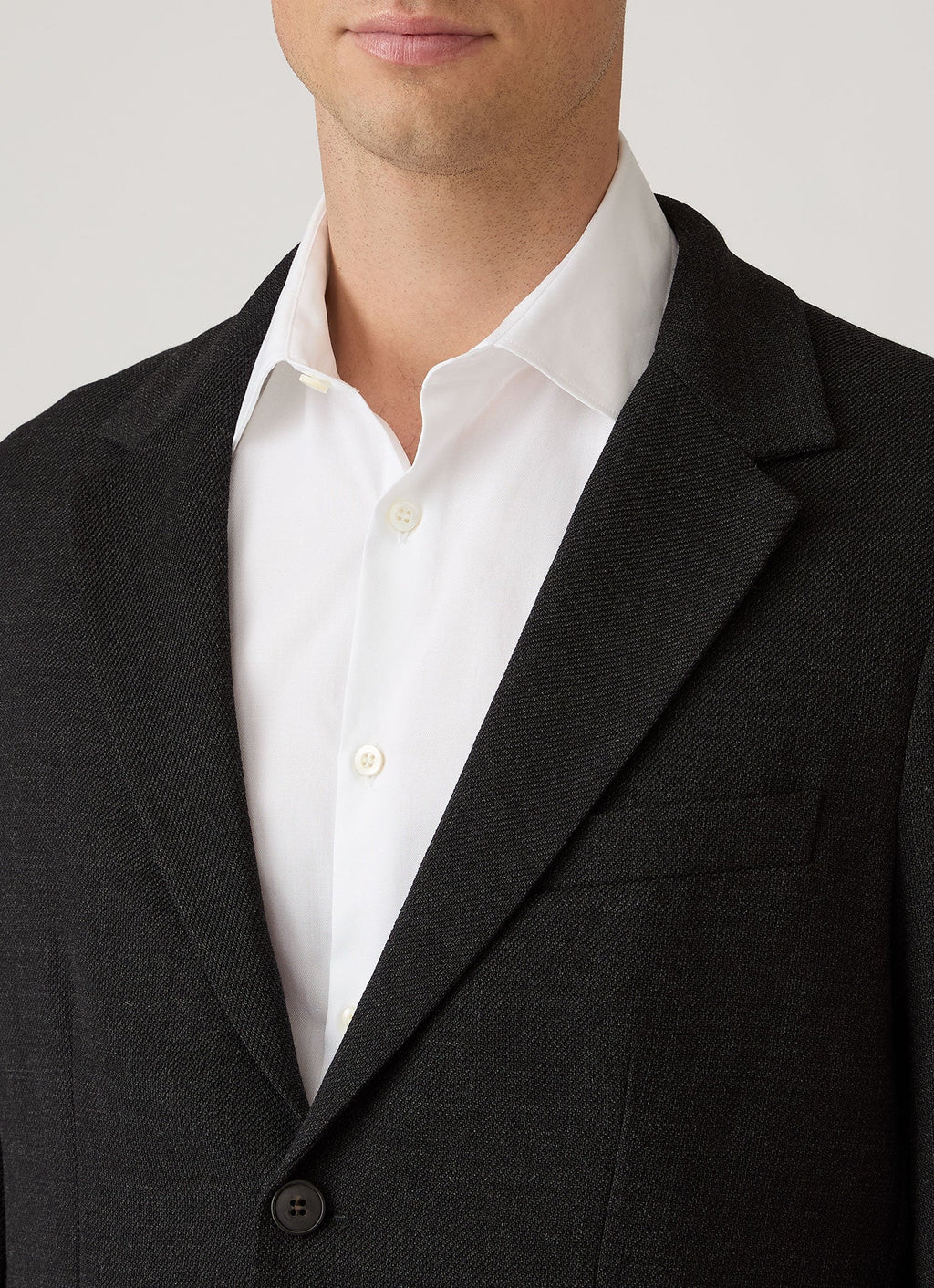 Men's Textured Wool Blazer in Dark Charcoal Melange
