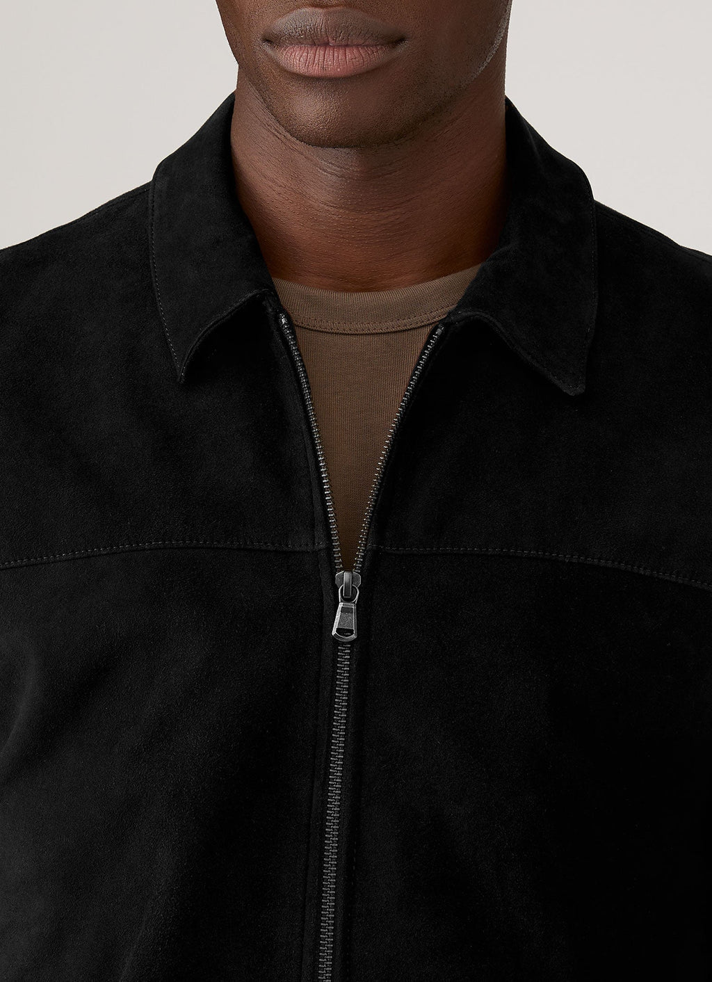 Men's Suede Harrington Jacket in Black