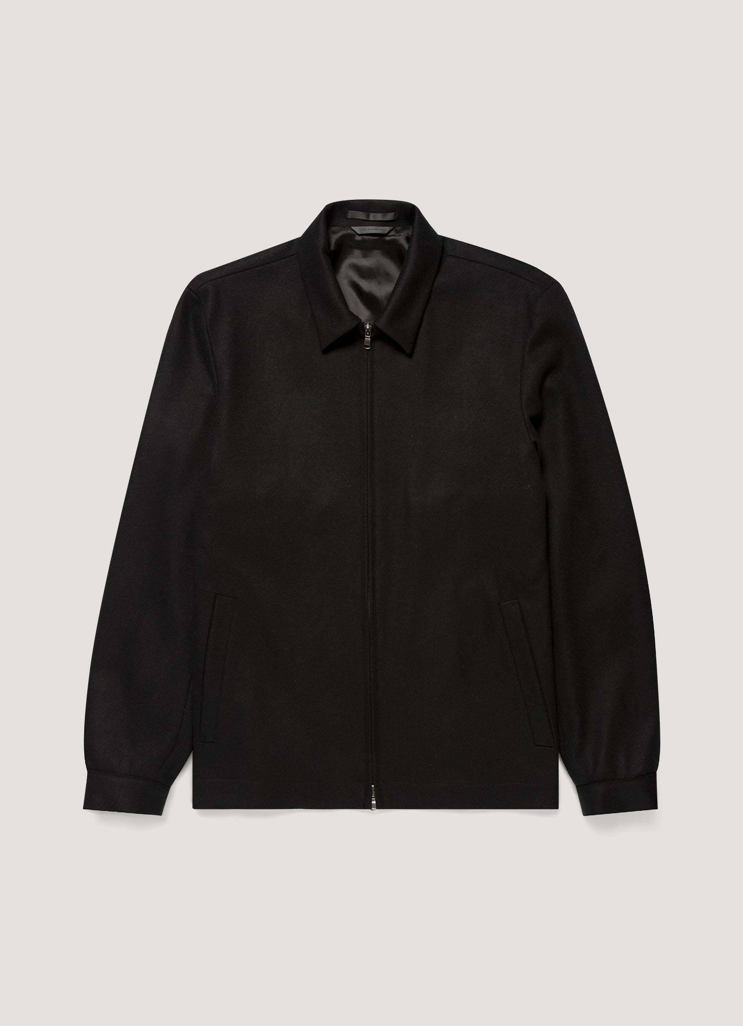 Men's Boiled Wool Harrington Jacket in Black