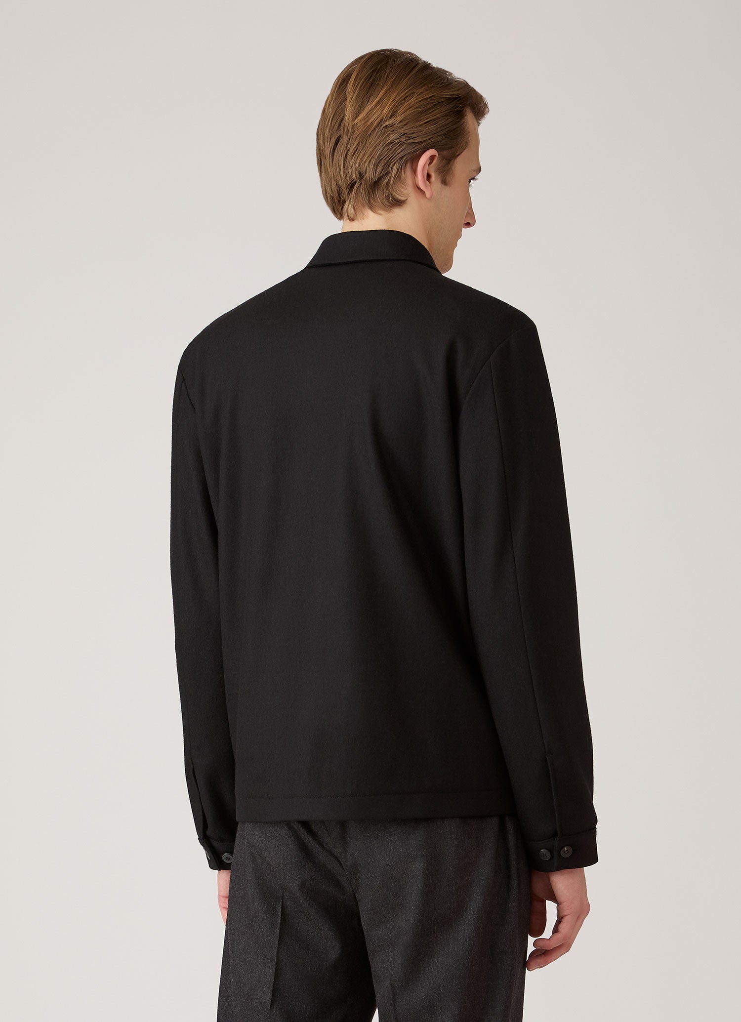 Men's Boiled Wool Harrington Jacket in Black