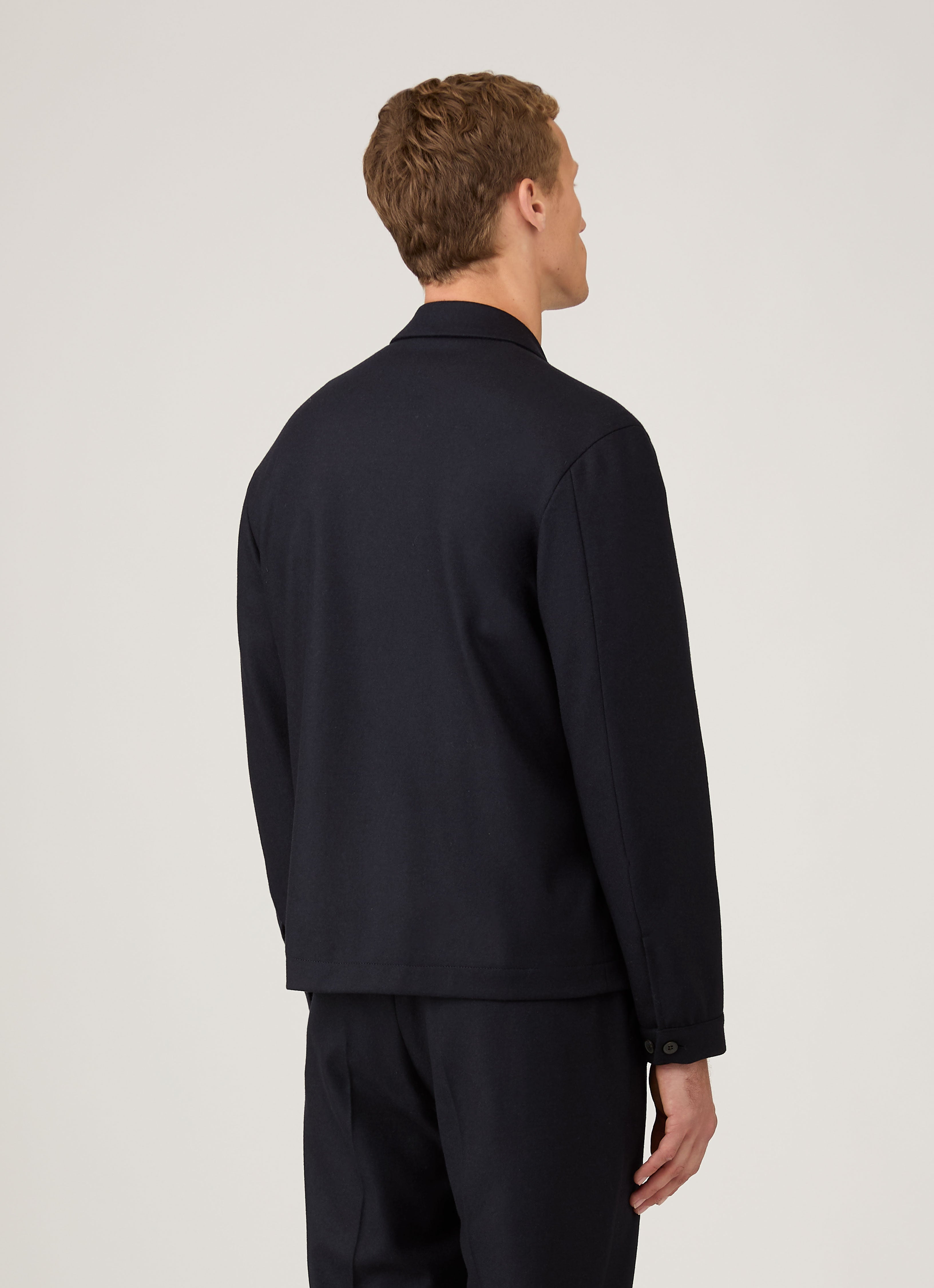 Men's Boiled Wool Harrington Jacket in Navy