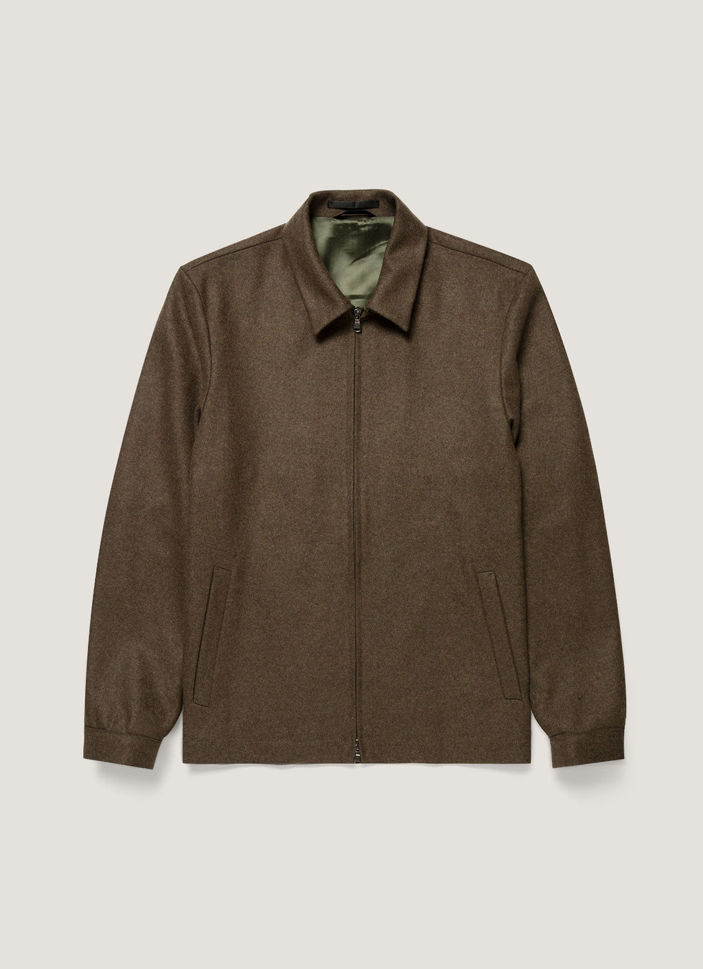 Men's Boiled Wool Harrington Jacket in Loden Green