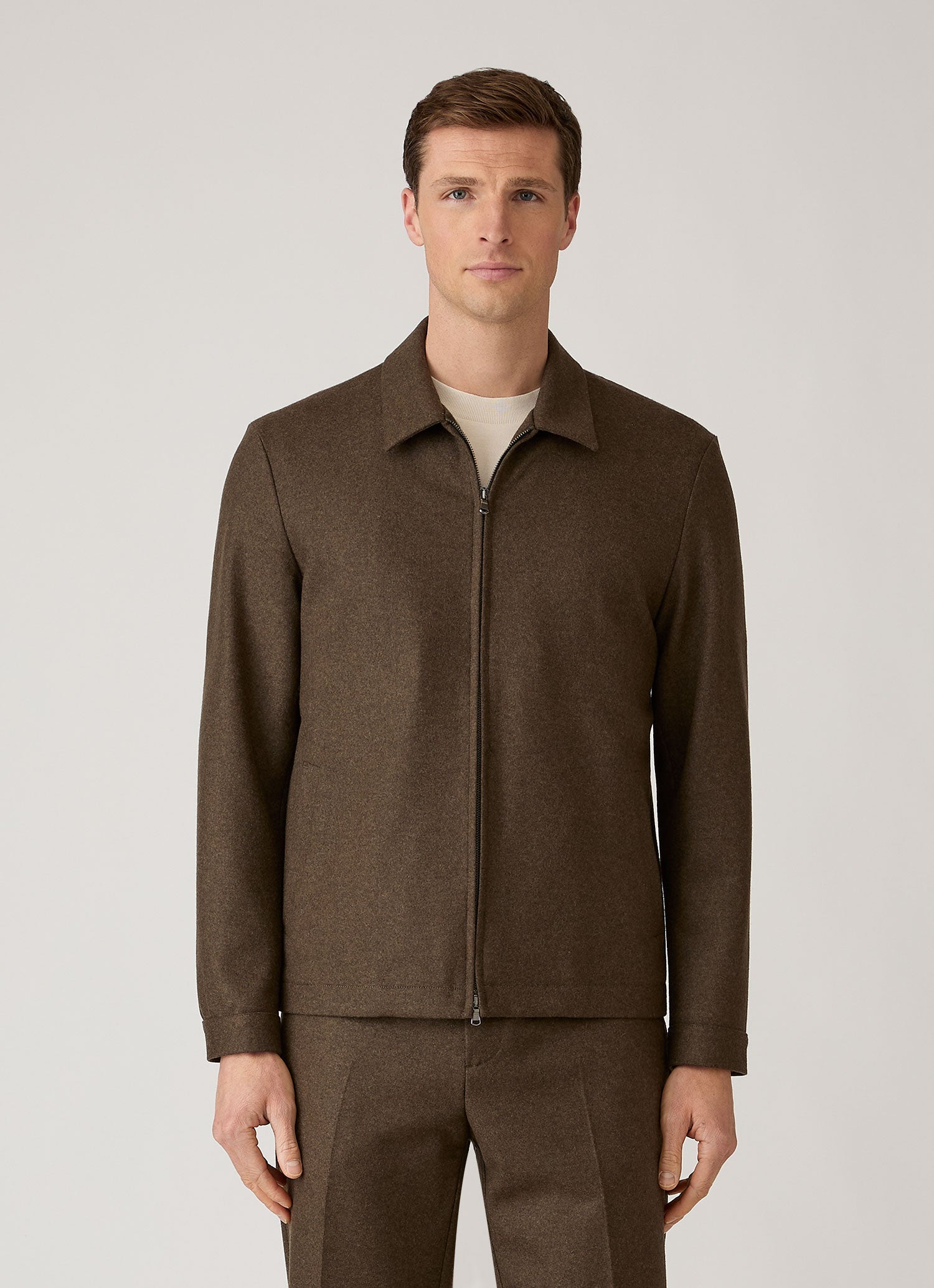 Men's Boiled Wool Harrington Jacket in Loden Green
