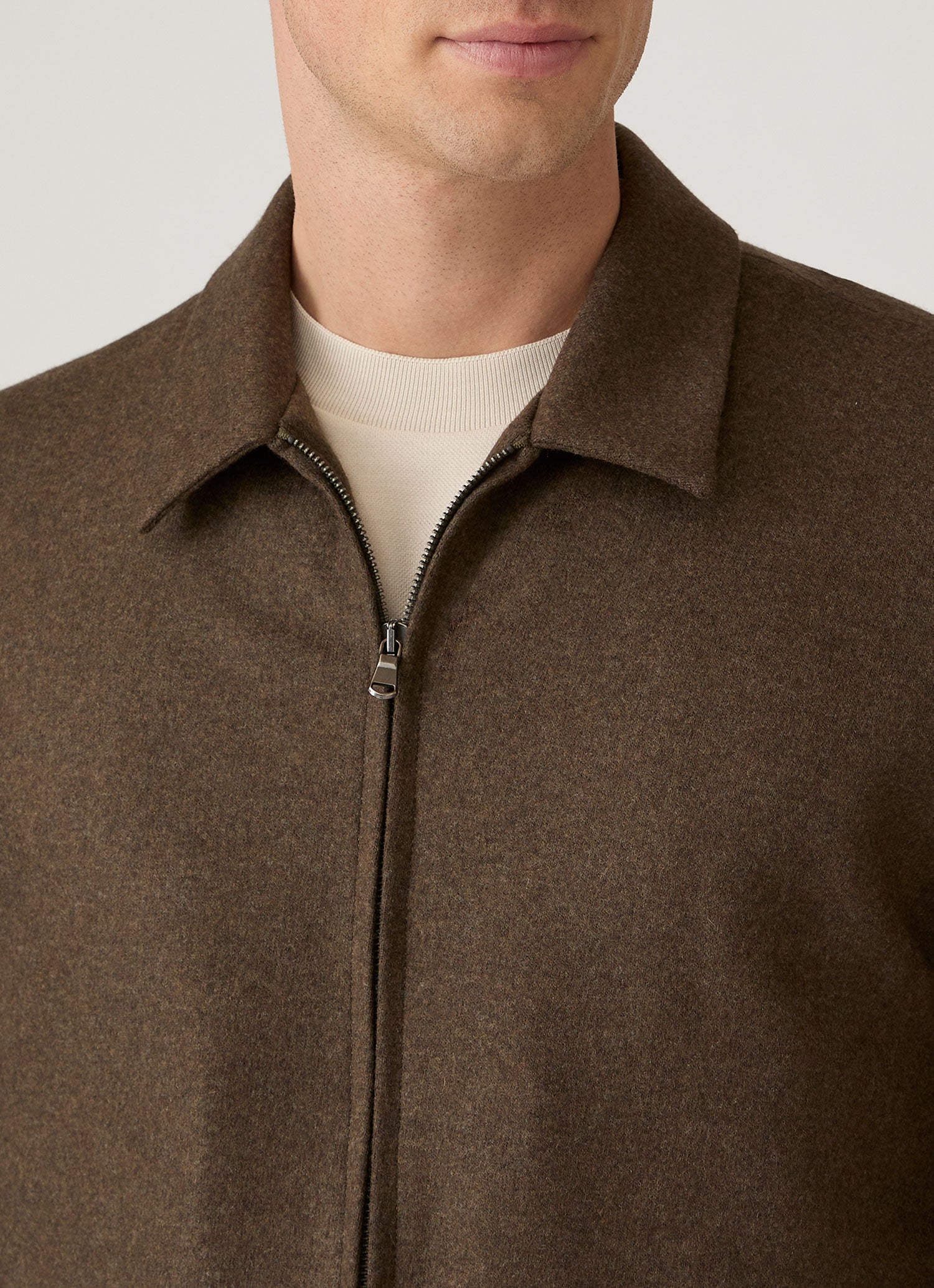 Men's Boiled Wool Harrington Jacket in Loden Green