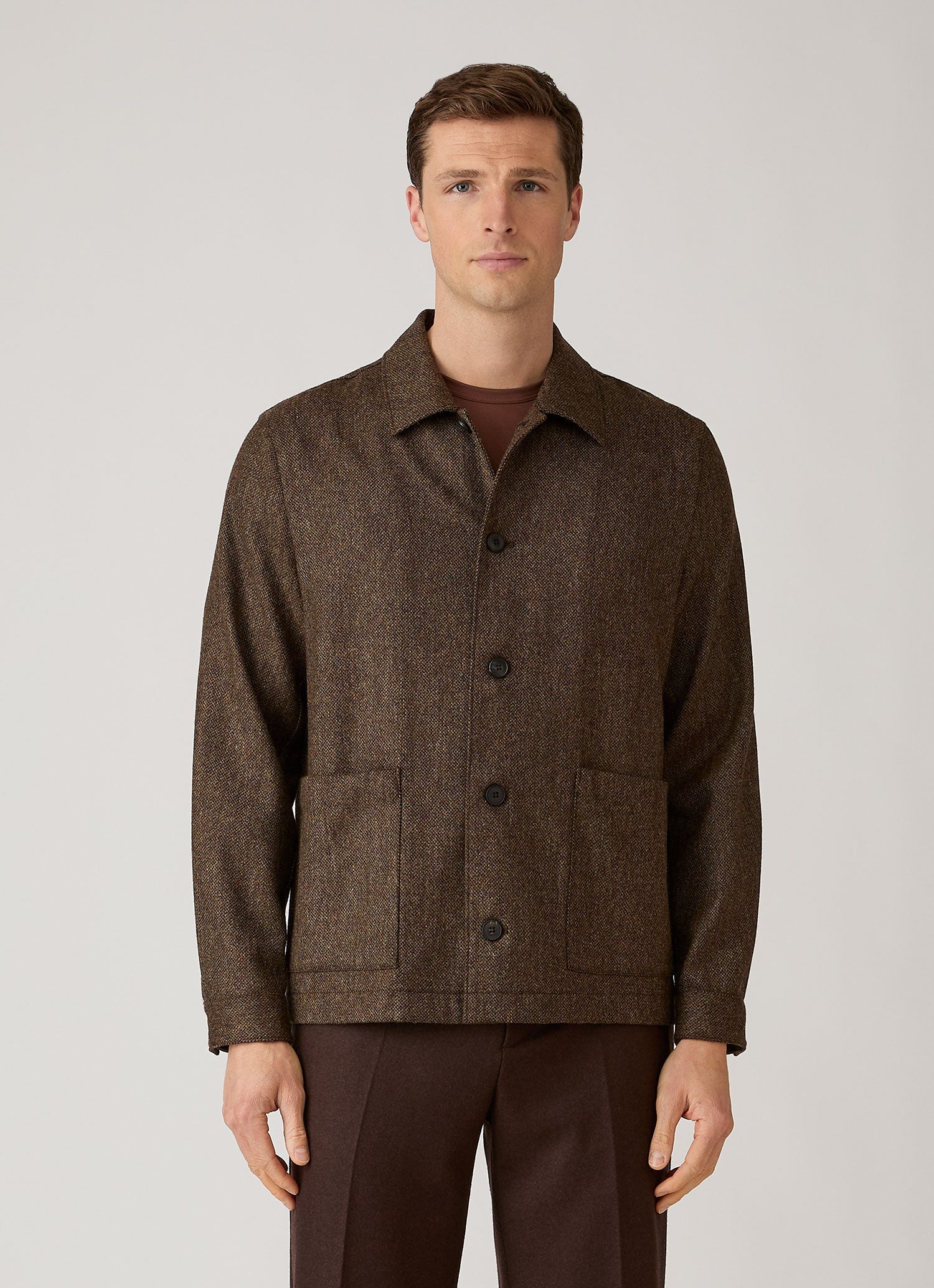 Men's Wool Twill Chore Jacket in Loden Green Melange