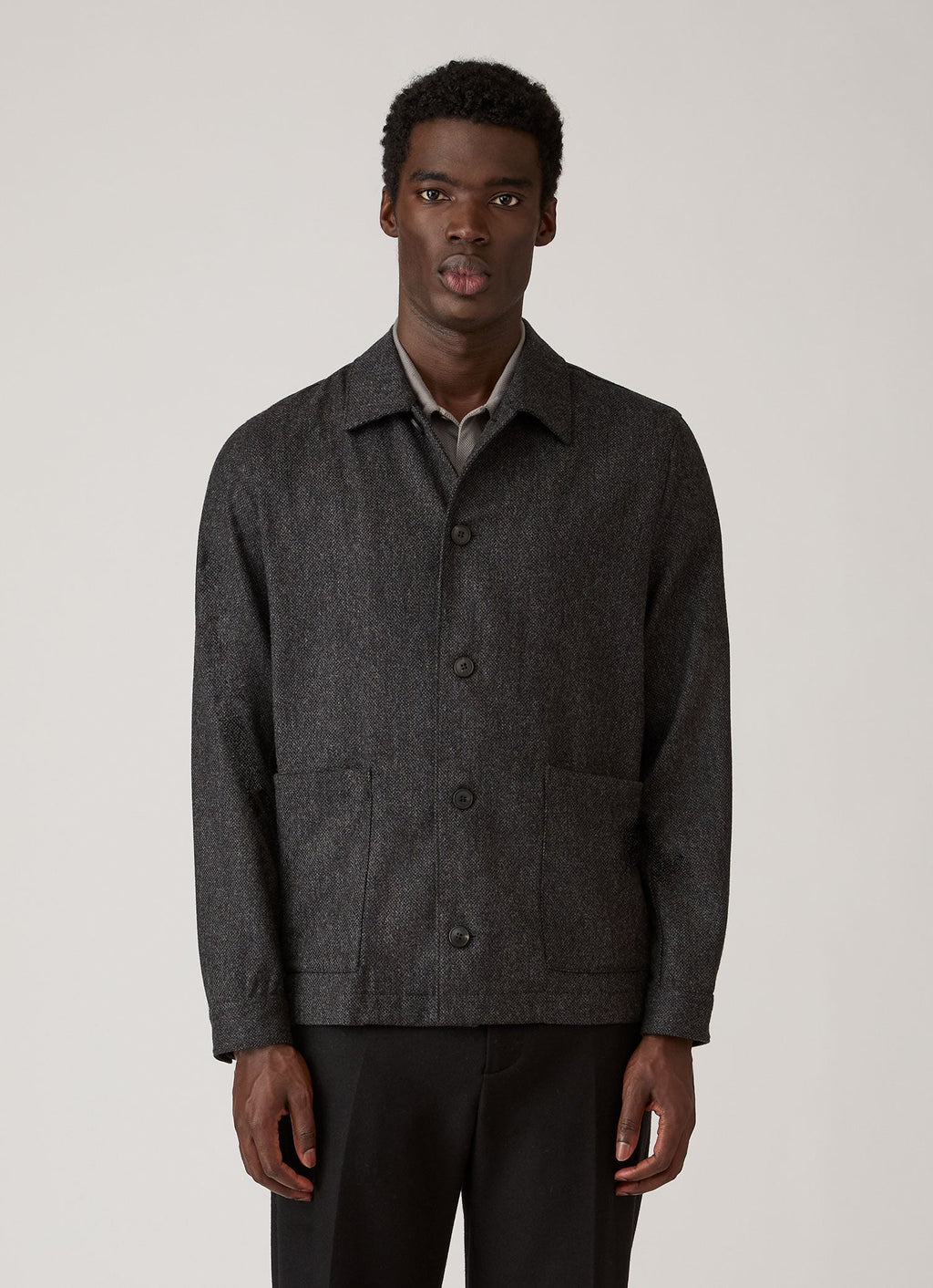 Men's Wool Twill Chore Jacket in Charcoal Melange