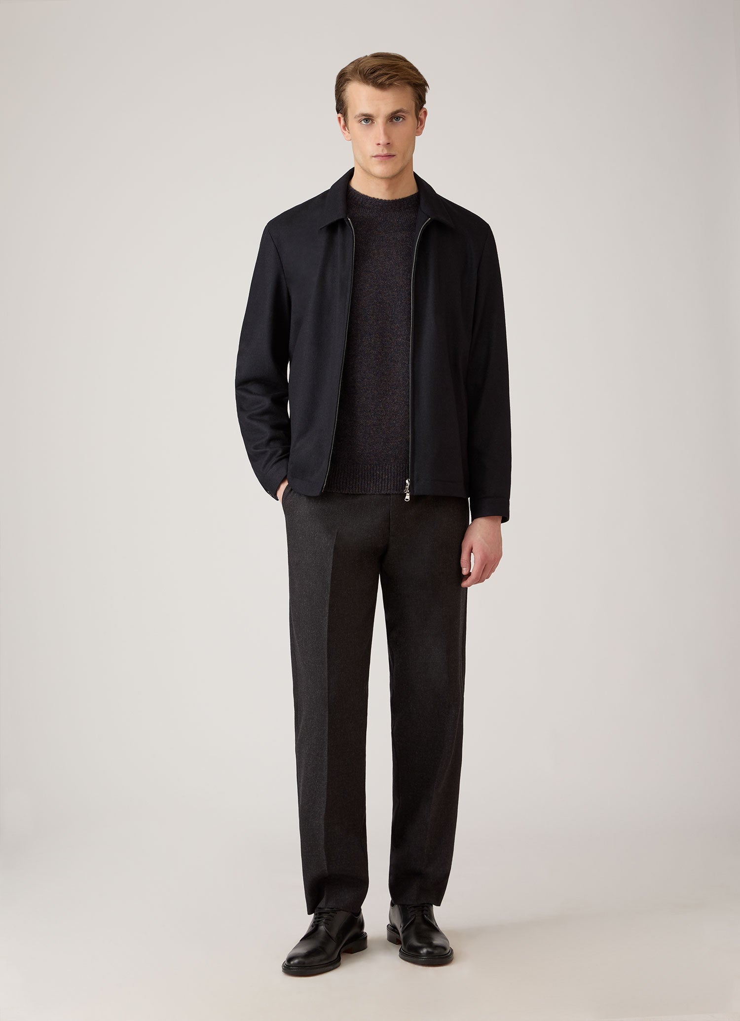 Men's Lambswool Crew Neck Jumper in Midnight Navy Twist