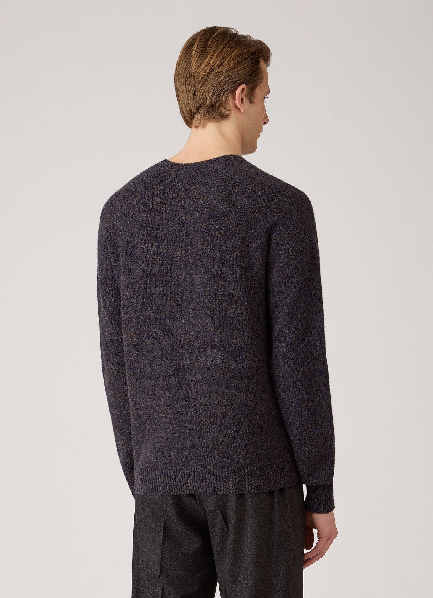 Men's Lambswool Crew Neck Jumper in Midnight Navy Twist