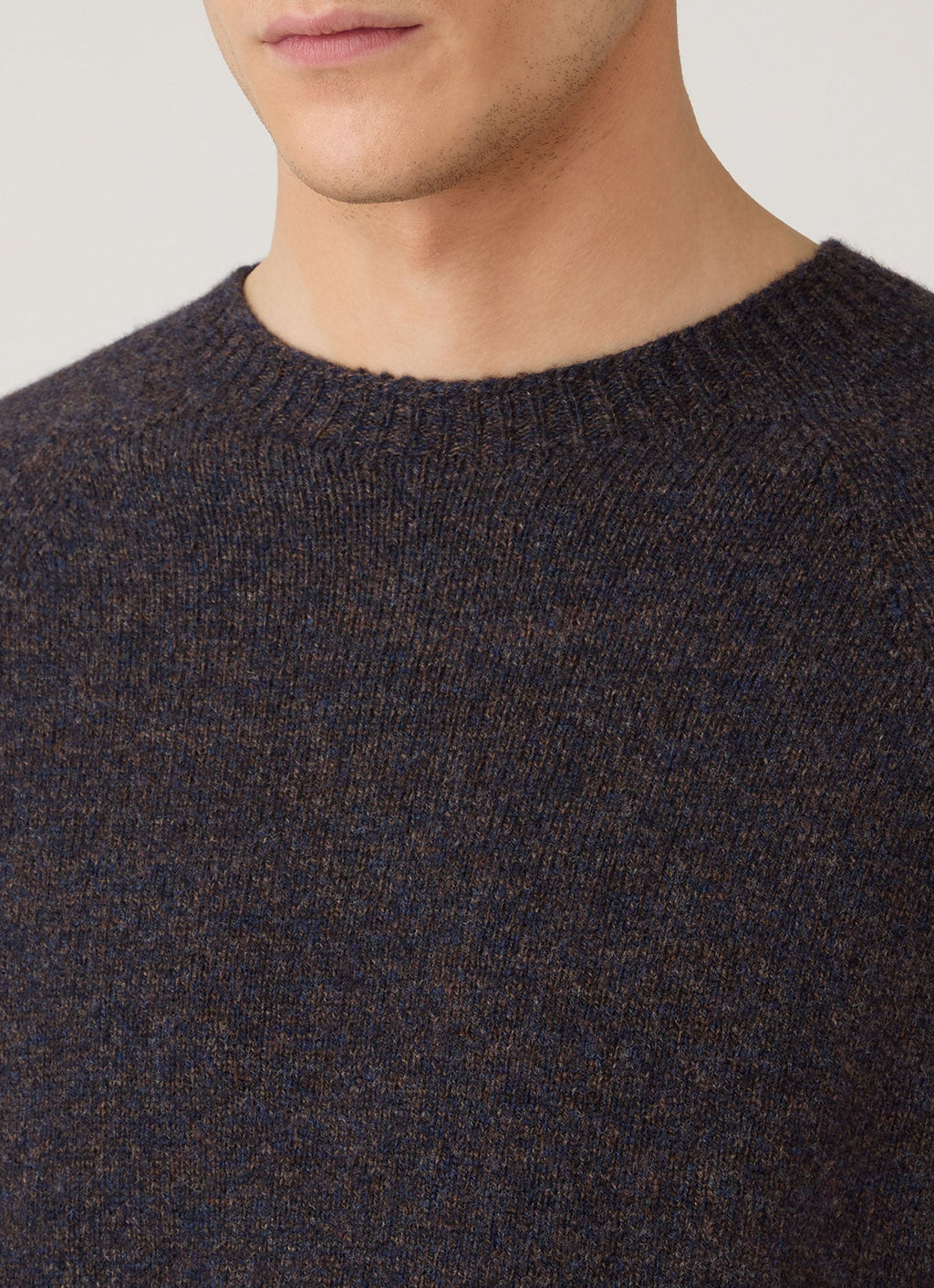 Men's Lambswool Crew Neck Jumper in Midnight Navy Twist