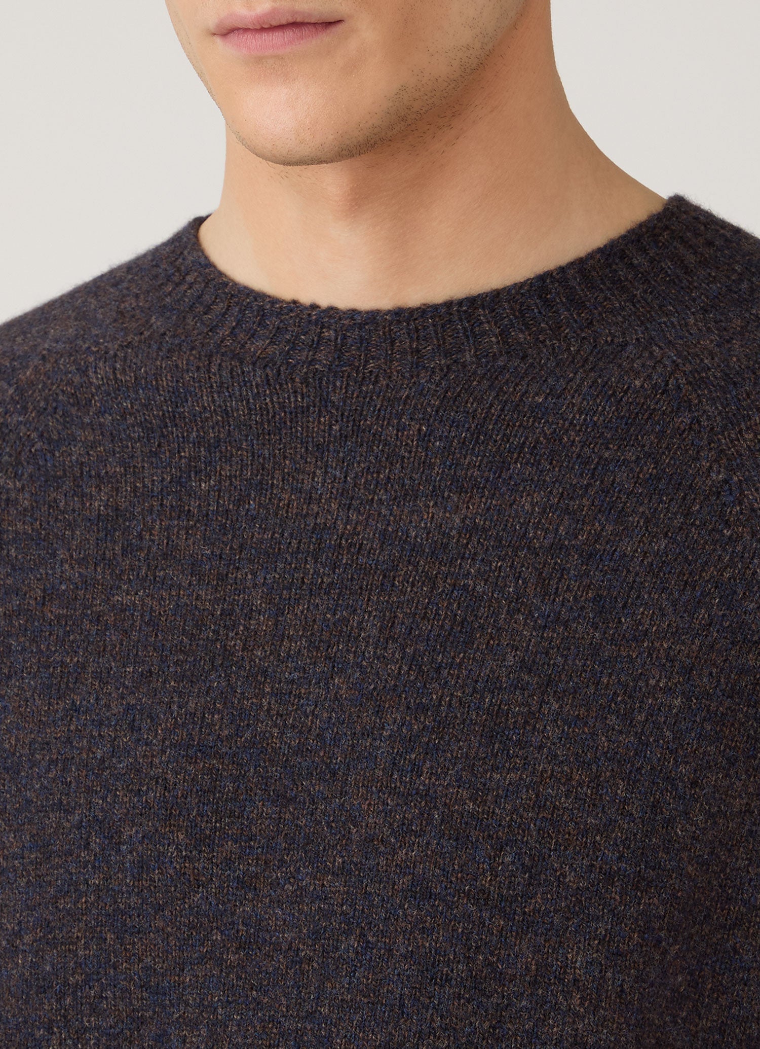 Men's Lambswool Crew Neck Jumper in Midnight Navy Twist