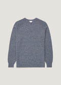 Men's Lambswool Crew Neck Jumper in Denim Twist