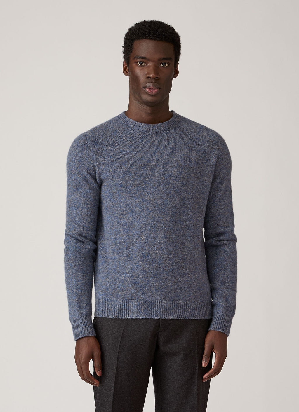 Men's Lambswool Crew Neck Jumper in Denim Twist