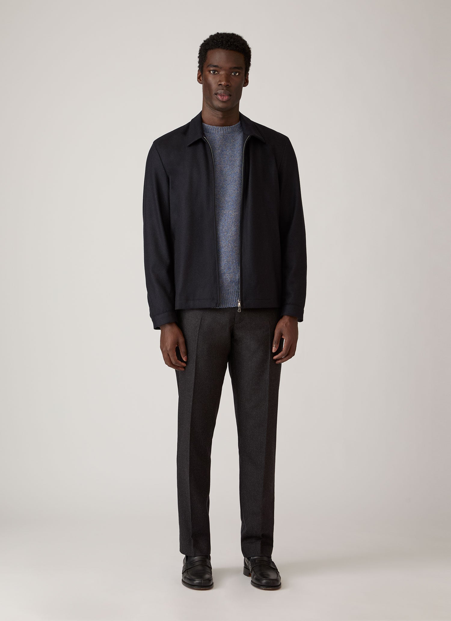 Men's Lambswool Crew Neck Jumper in Denim Twist
