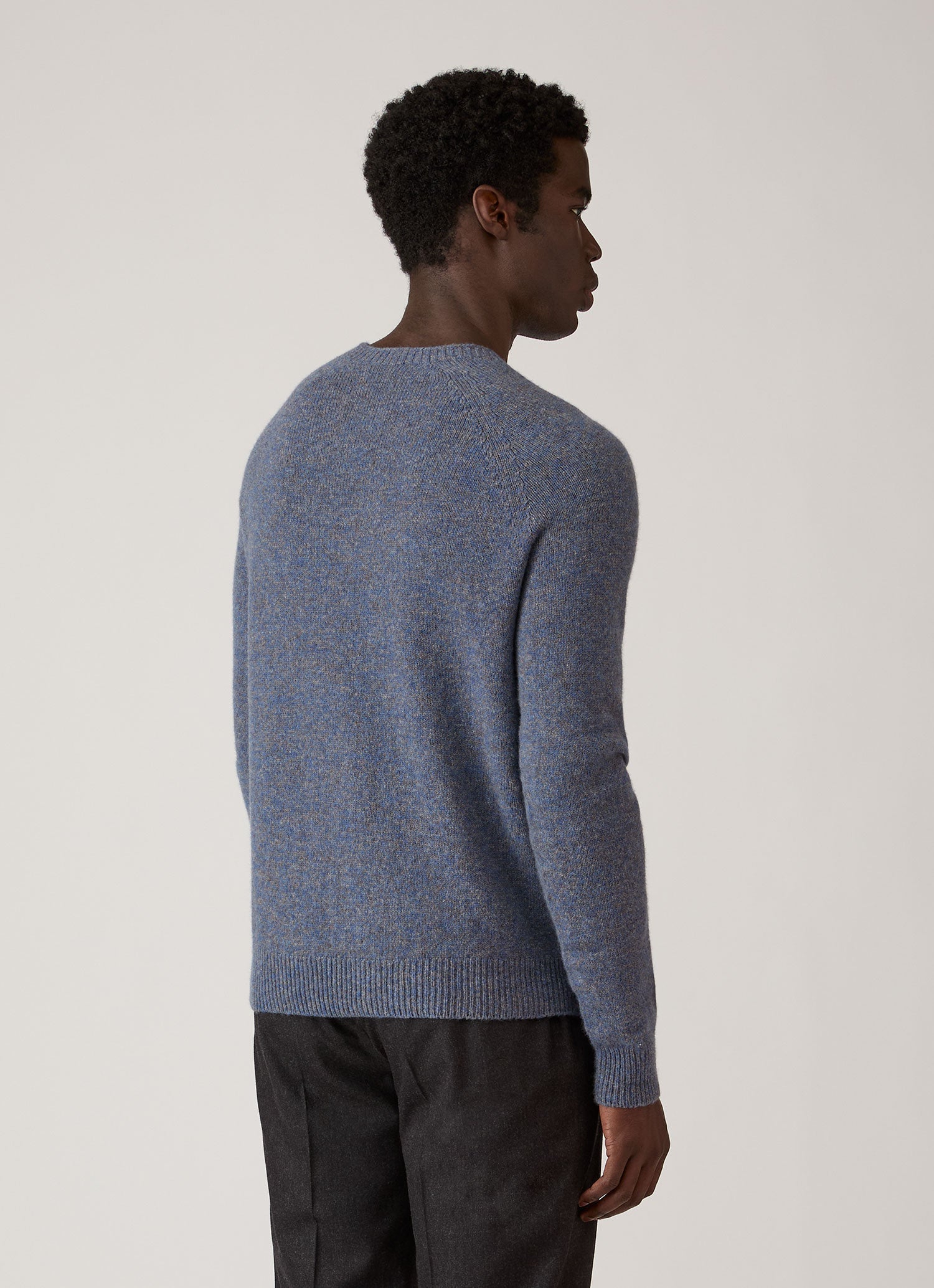 Men's Lambswool Crew Neck Jumper in Denim Twist