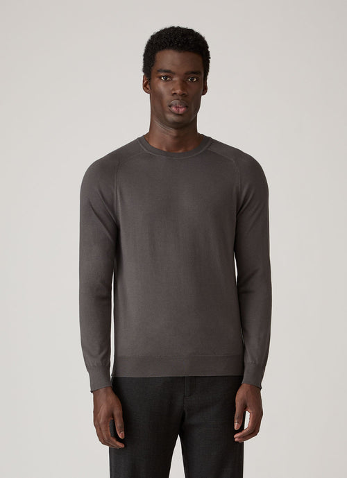 Pull col rond en cachemire anthracite pour homme