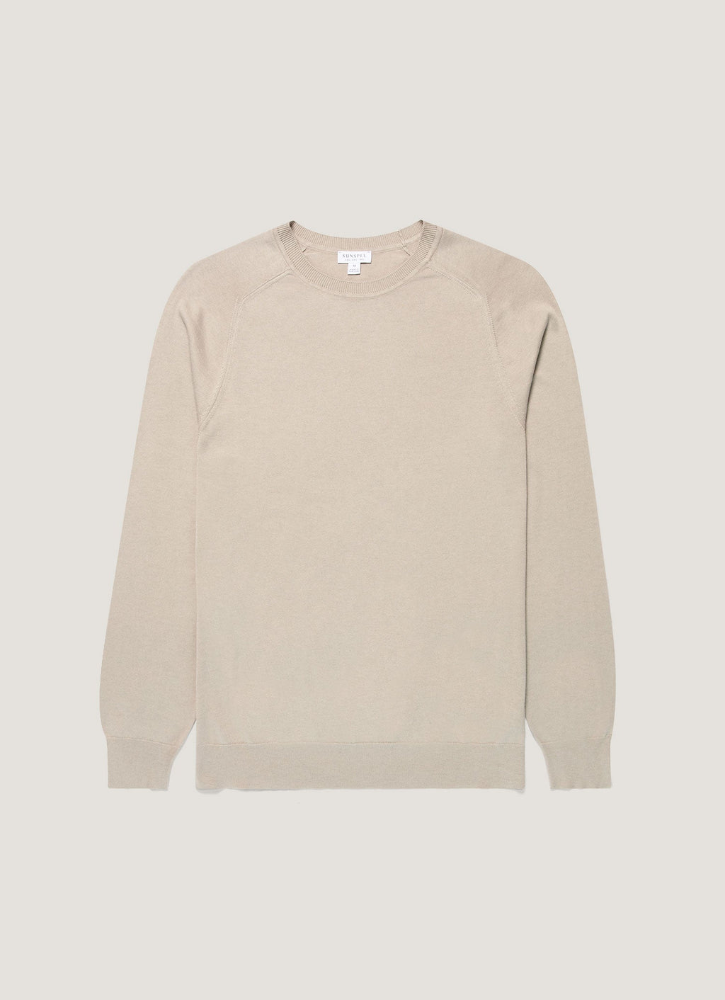 Men's Sea Island Cashmere Crew Neck Jumper in Stone