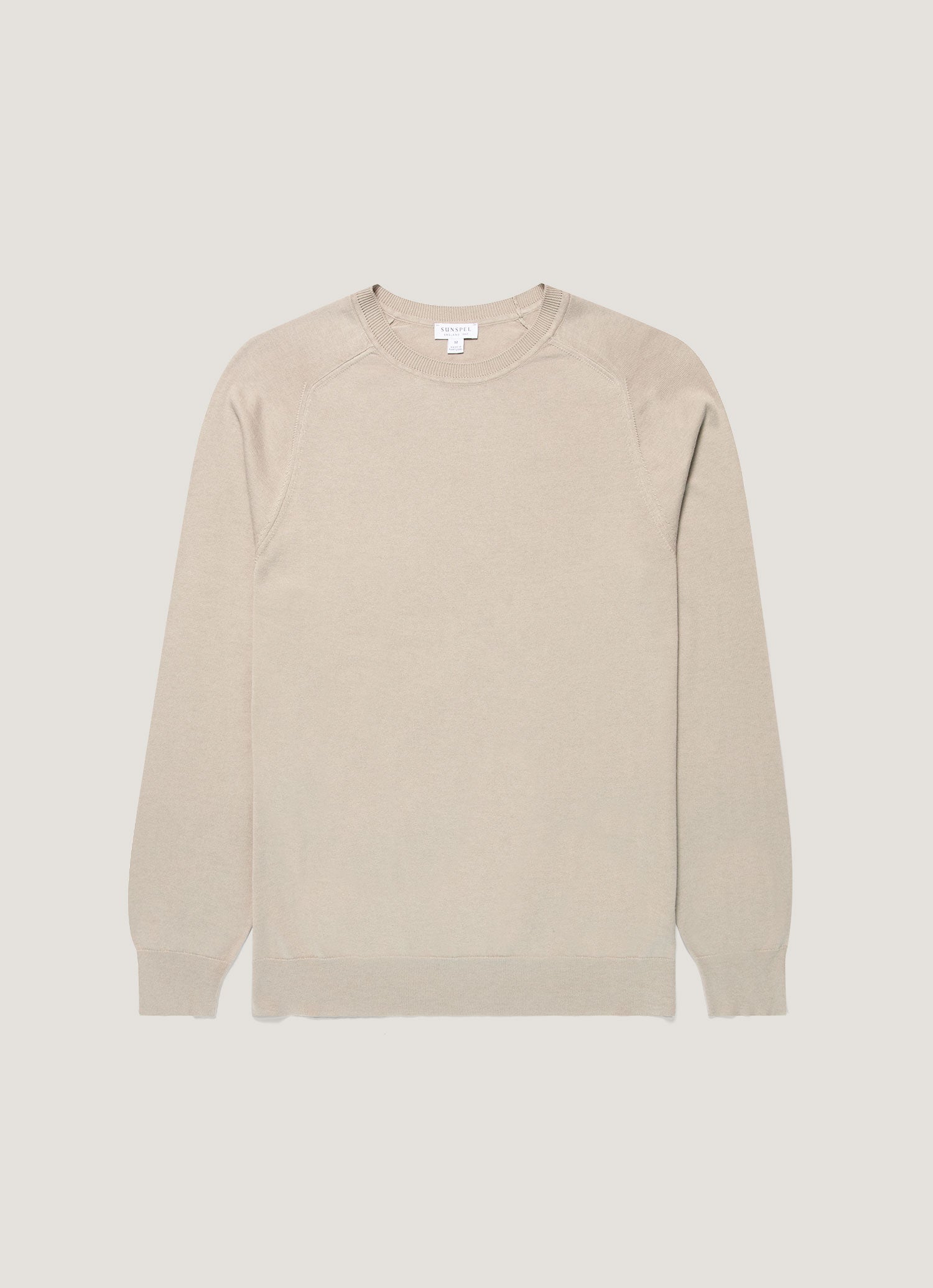 Men's Sea Island Cashmere Crew Neck Jumper in Stone