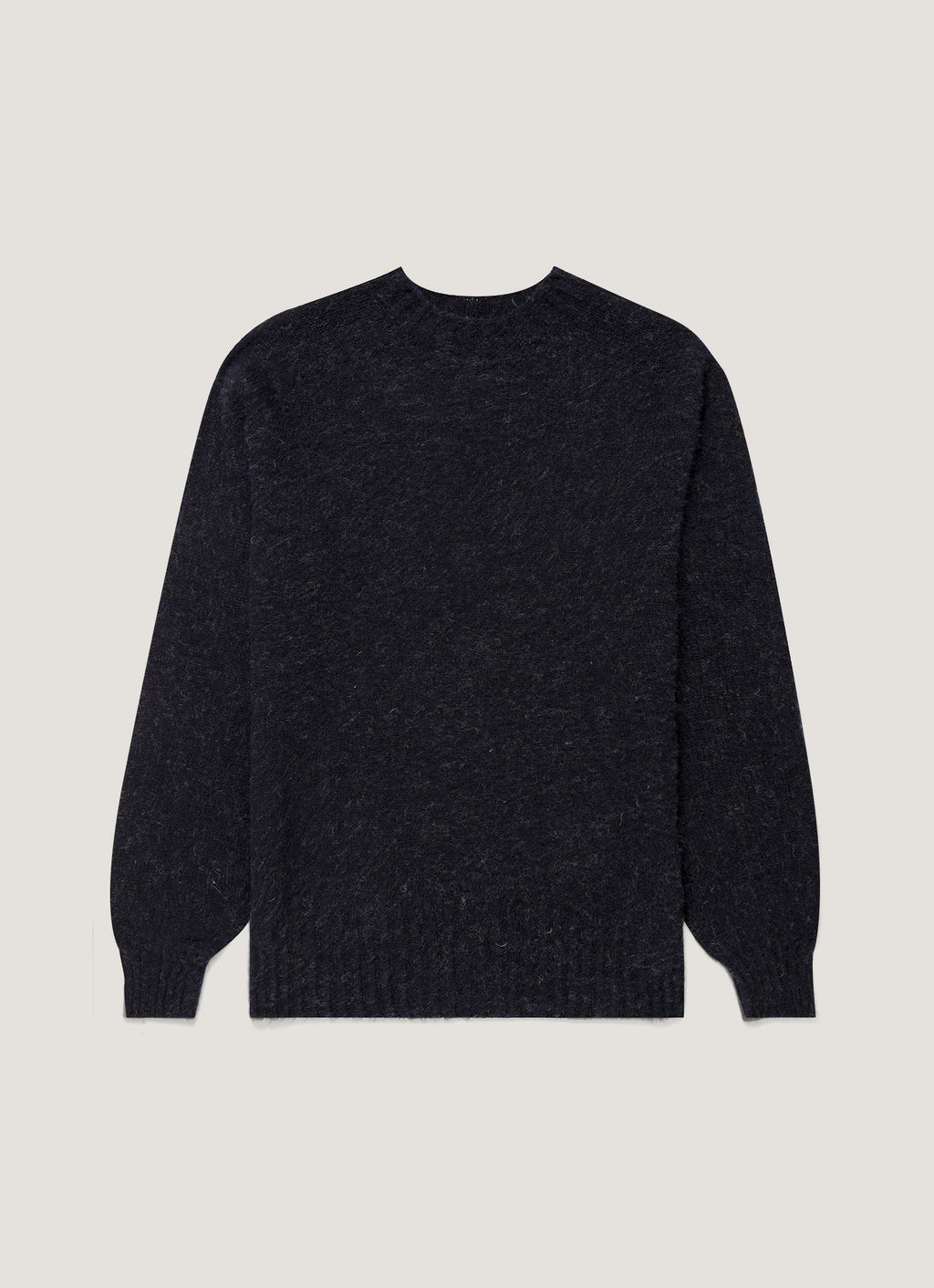 Men's Shetland Crew Neck Jumper in Dark Navy Mouline