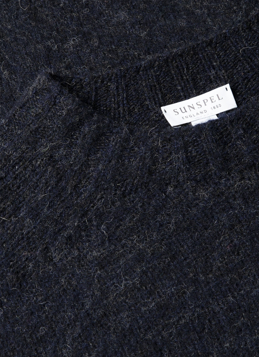 Men's Shetland Crew Neck Jumper in Dark Navy Mouline