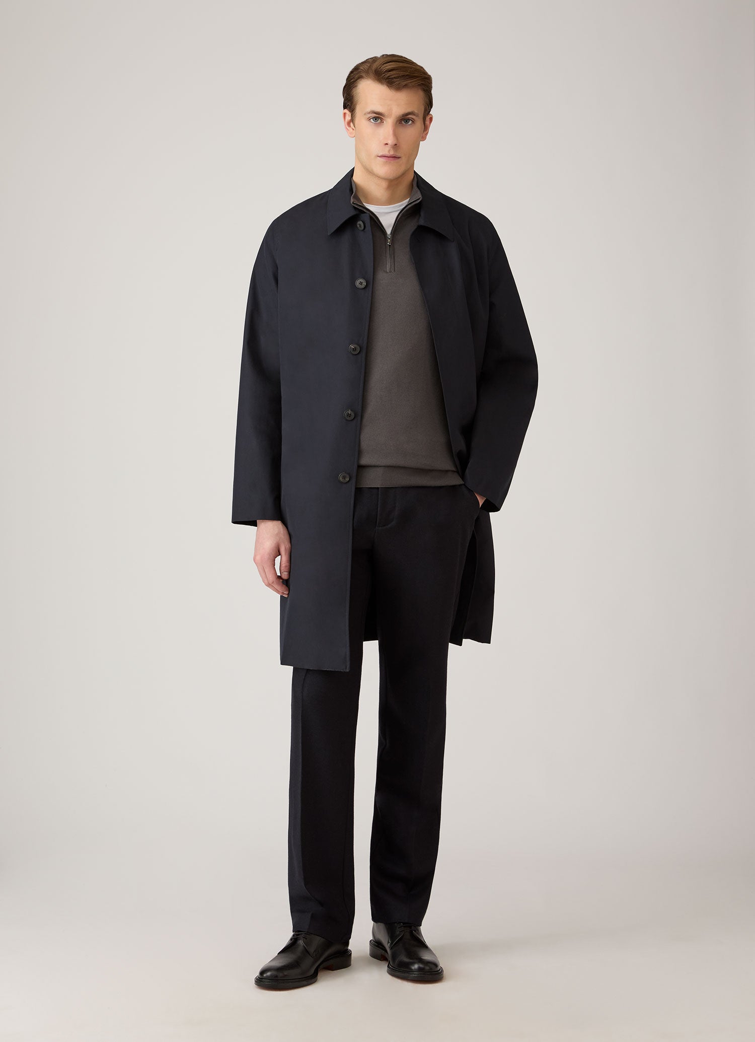 Men's Sea Island Cashmere Half Zip in Anthracite