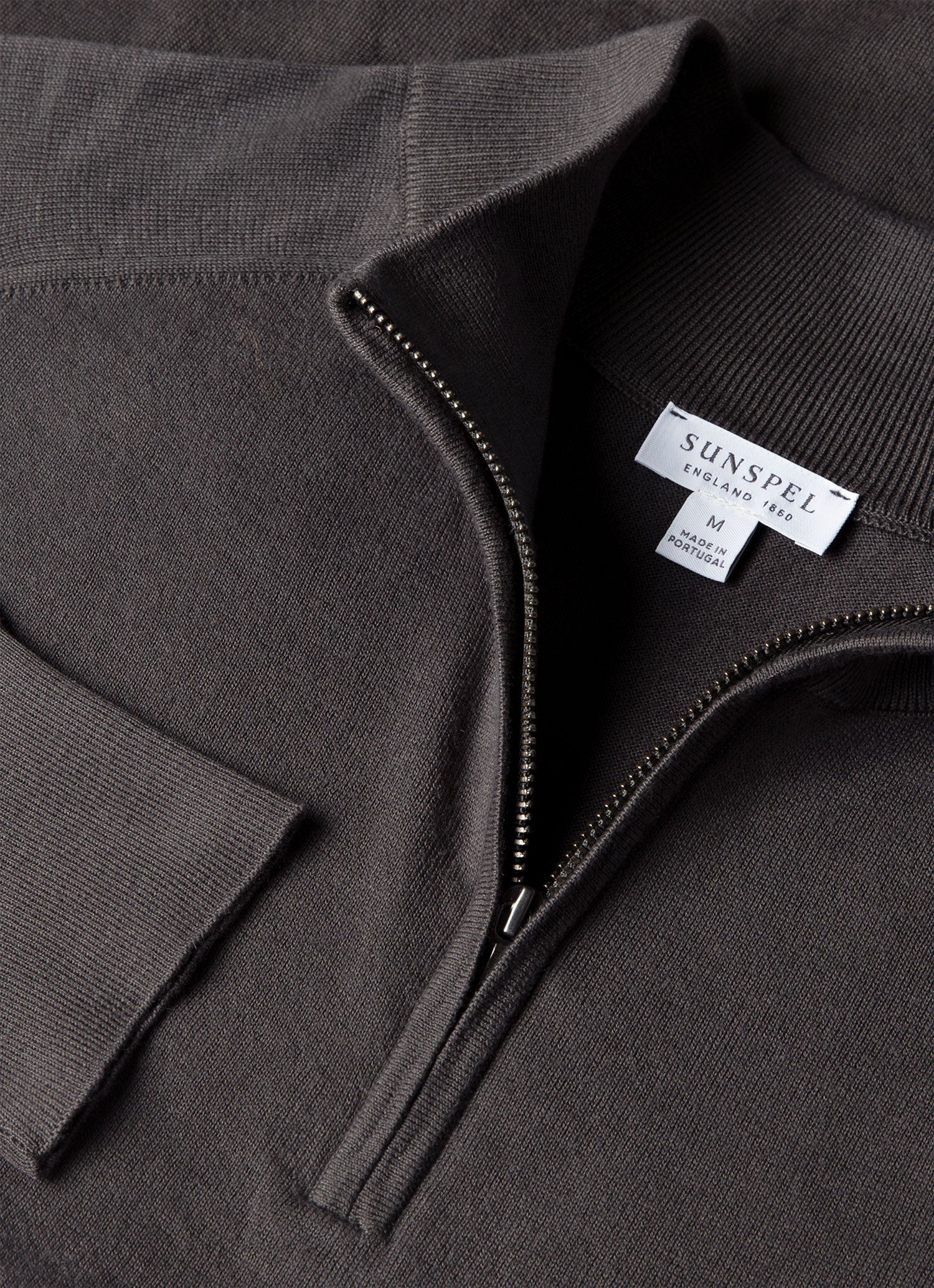 Men's Sea Island Cashmere Half Zip in Anthracite