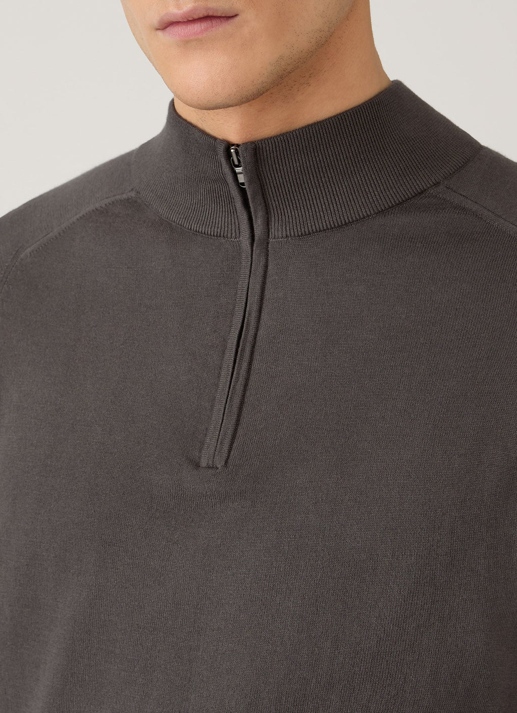 Men's Sea Island Cashmere Half Zip in Anthracite