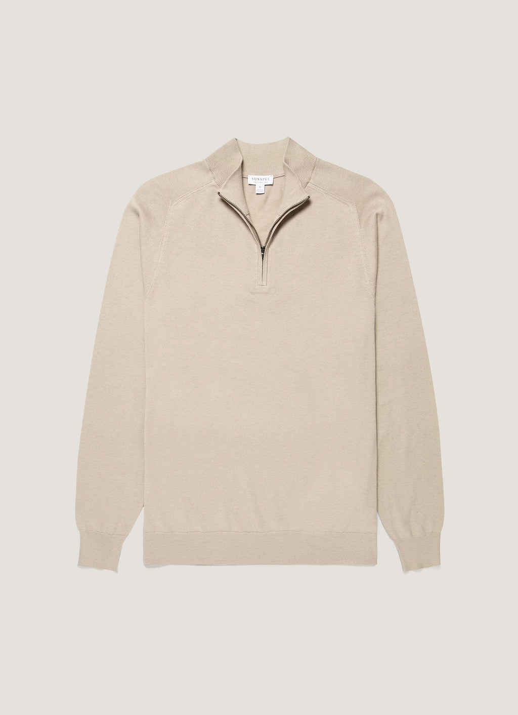 Men's Sea Island Cashmere Half Zip in Stone