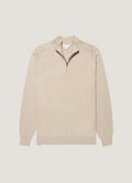 Men's Sea Island Cashmere Half Zip in Stone