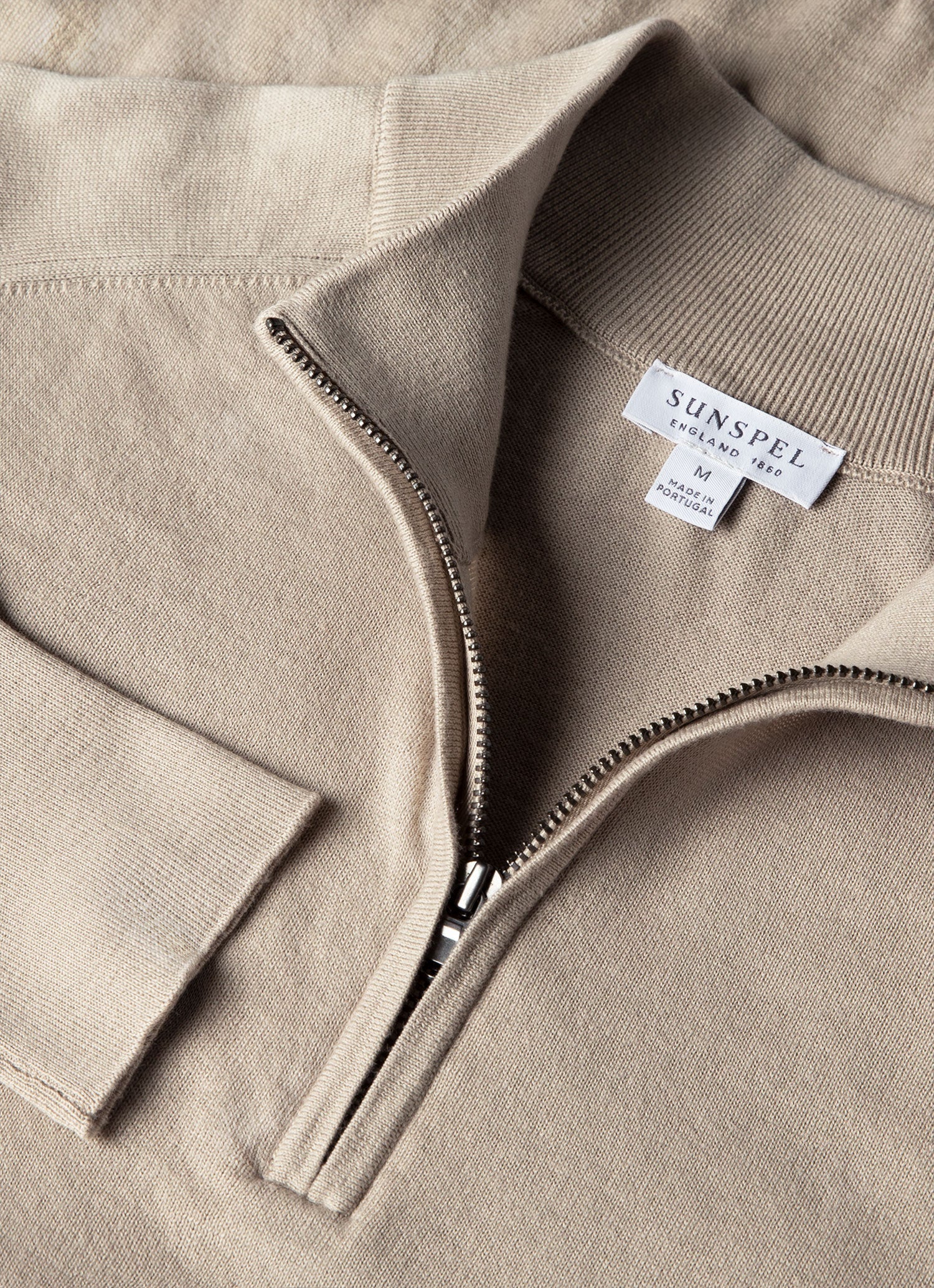 Men's Sea Island Cashmere Half Zip in Stone