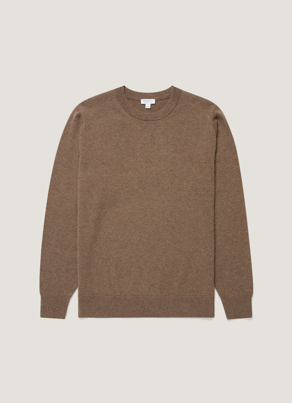 Men's Cashmere Crew Neck Jumper in Taupe