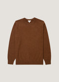 Men's Cashmere Crew Neck Jumper in Chestnut Melange