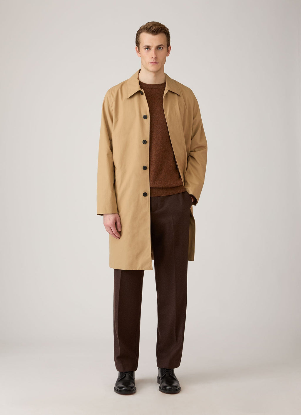 Men's Cashmere Crew Neck Jumper in Chestnut Melange