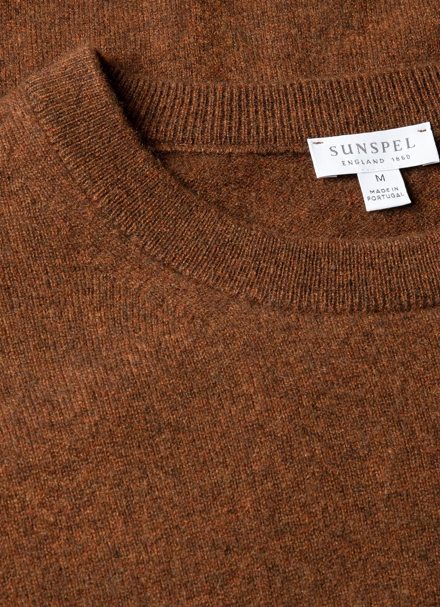 Men's Cashmere Crew Neck Jumper in Chestnut Melange