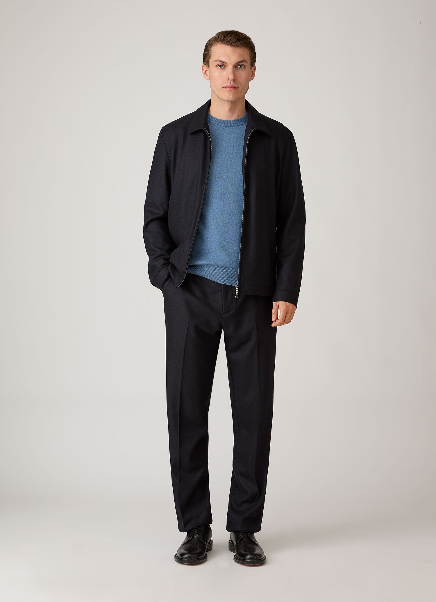 Men's Cashmere Crew Neck Jumper in Powder Blue