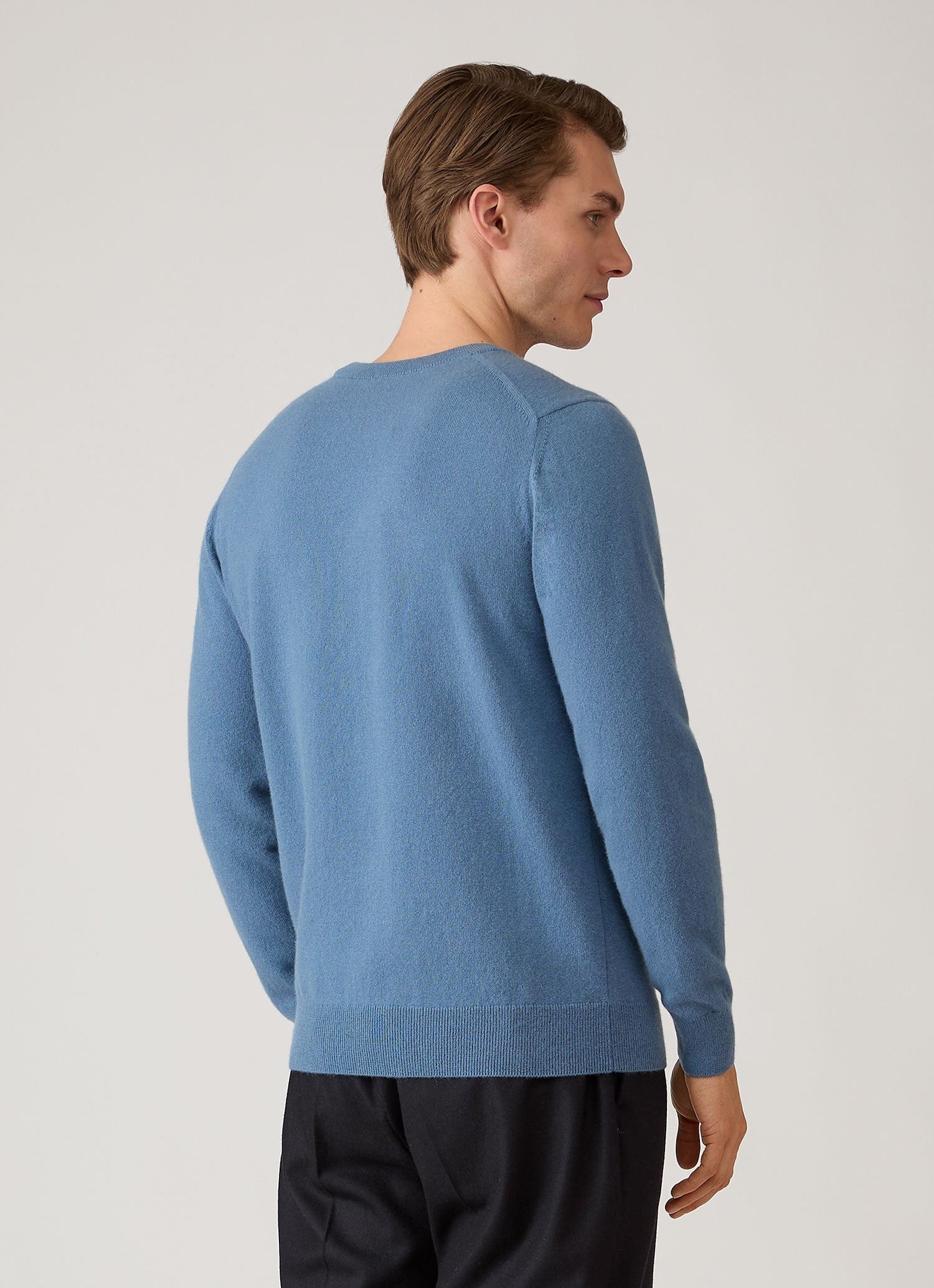 Men's Cashmere Crew Neck Jumper in Powder Blue