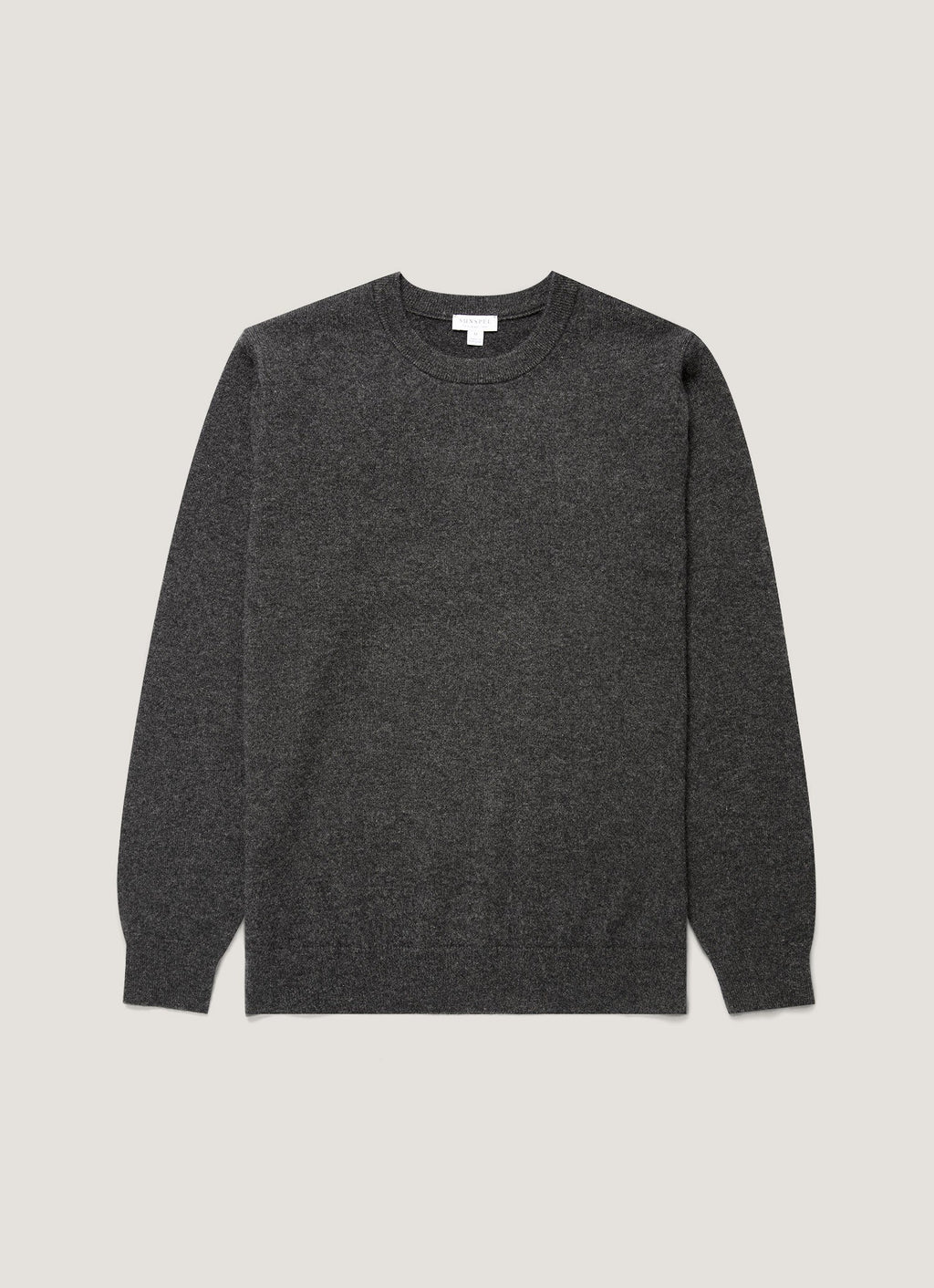 Men's Cashmere Crew Neck Jumper in Charcoal Melange