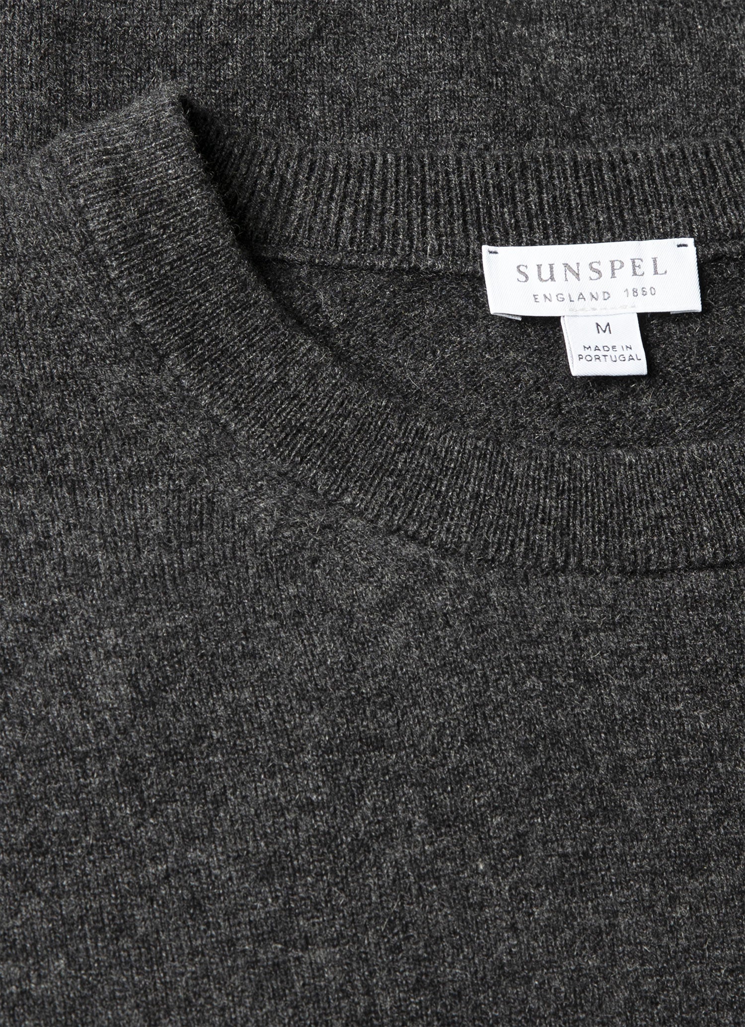 Men's Cashmere Crew Neck Jumper in Charcoal Melange