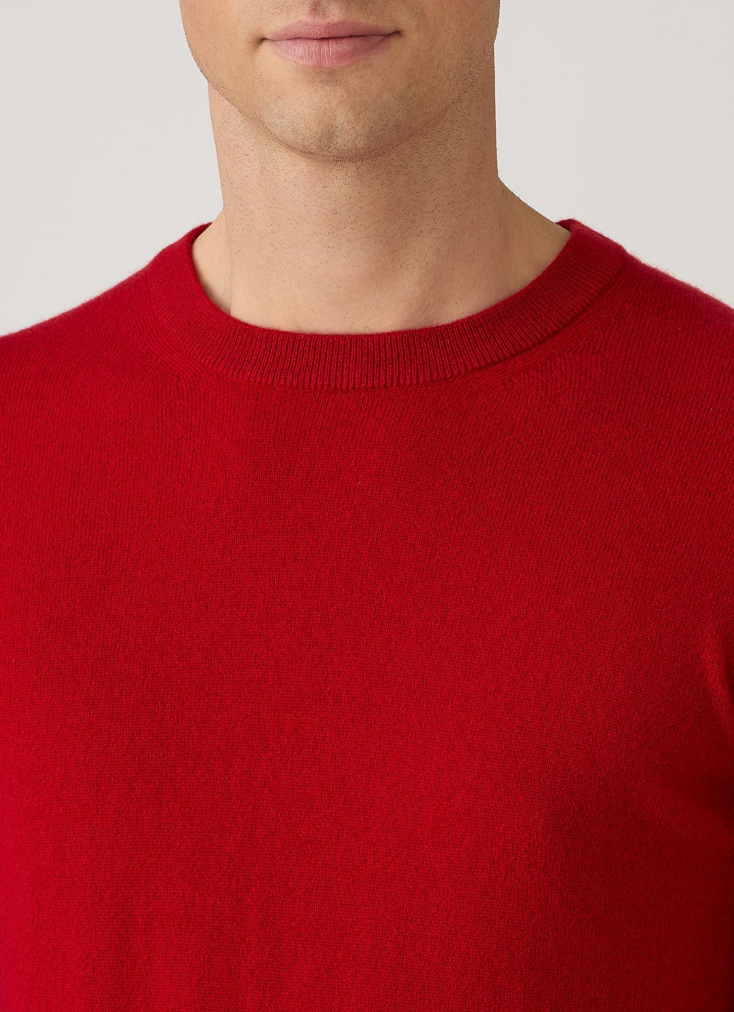 Men's Cashmere Crew Neck Jumper in Ruby Red