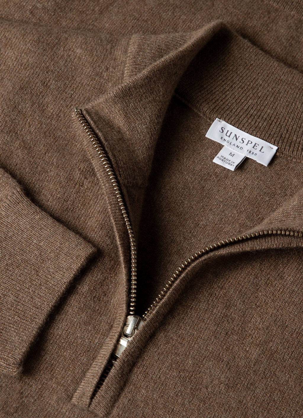 Men's Cashmere Half Zip Jumper in Taupe