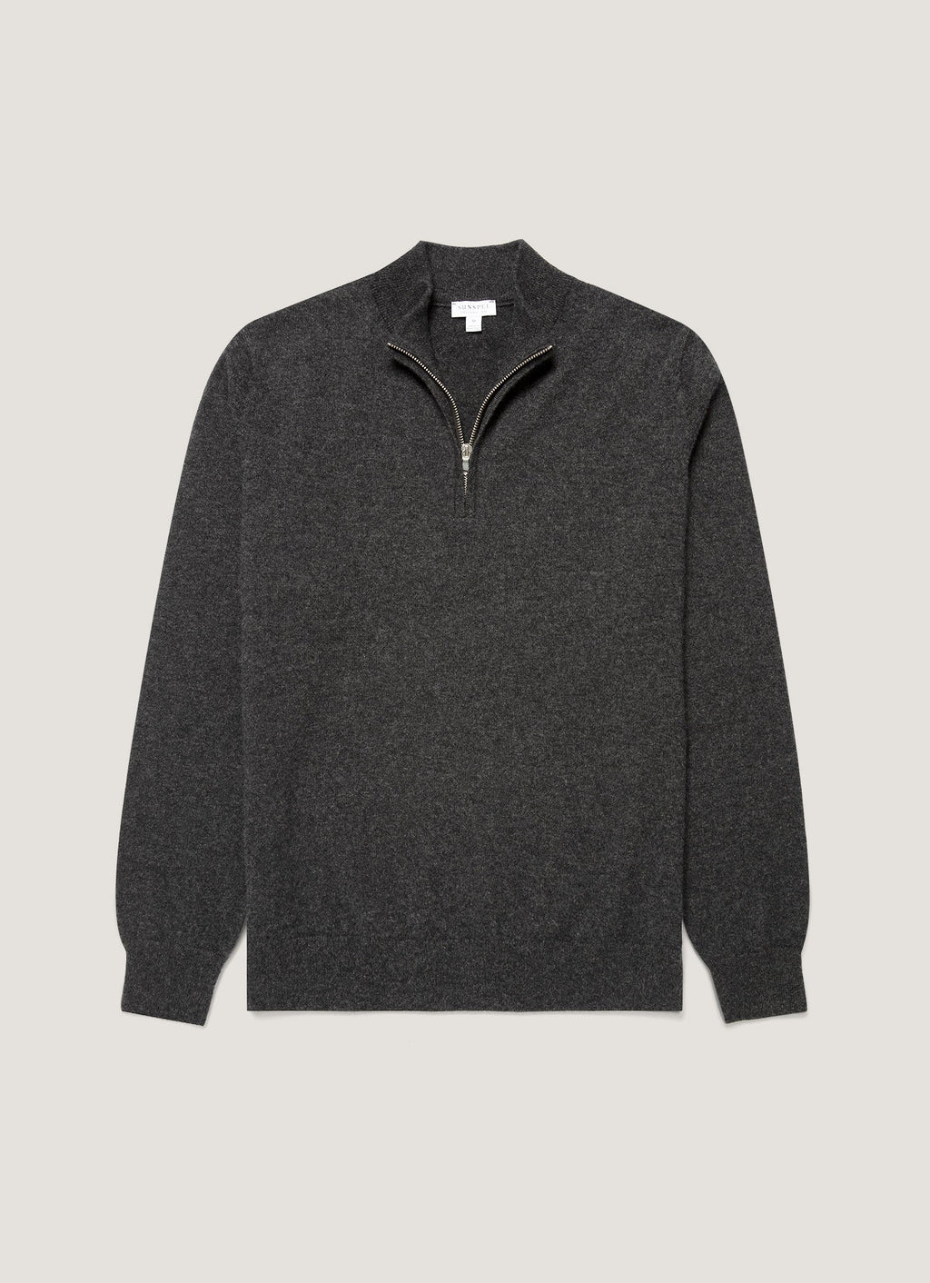 Men's Cashmere Half Zip Jumper in Charcoal Melange