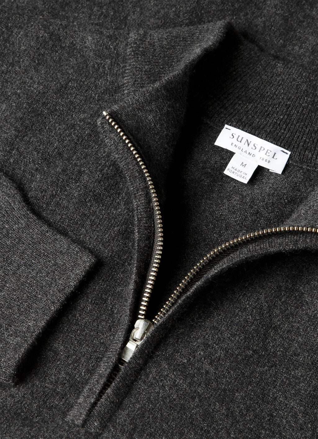 Men's Cashmere Half Zip Jumper in Charcoal Melange